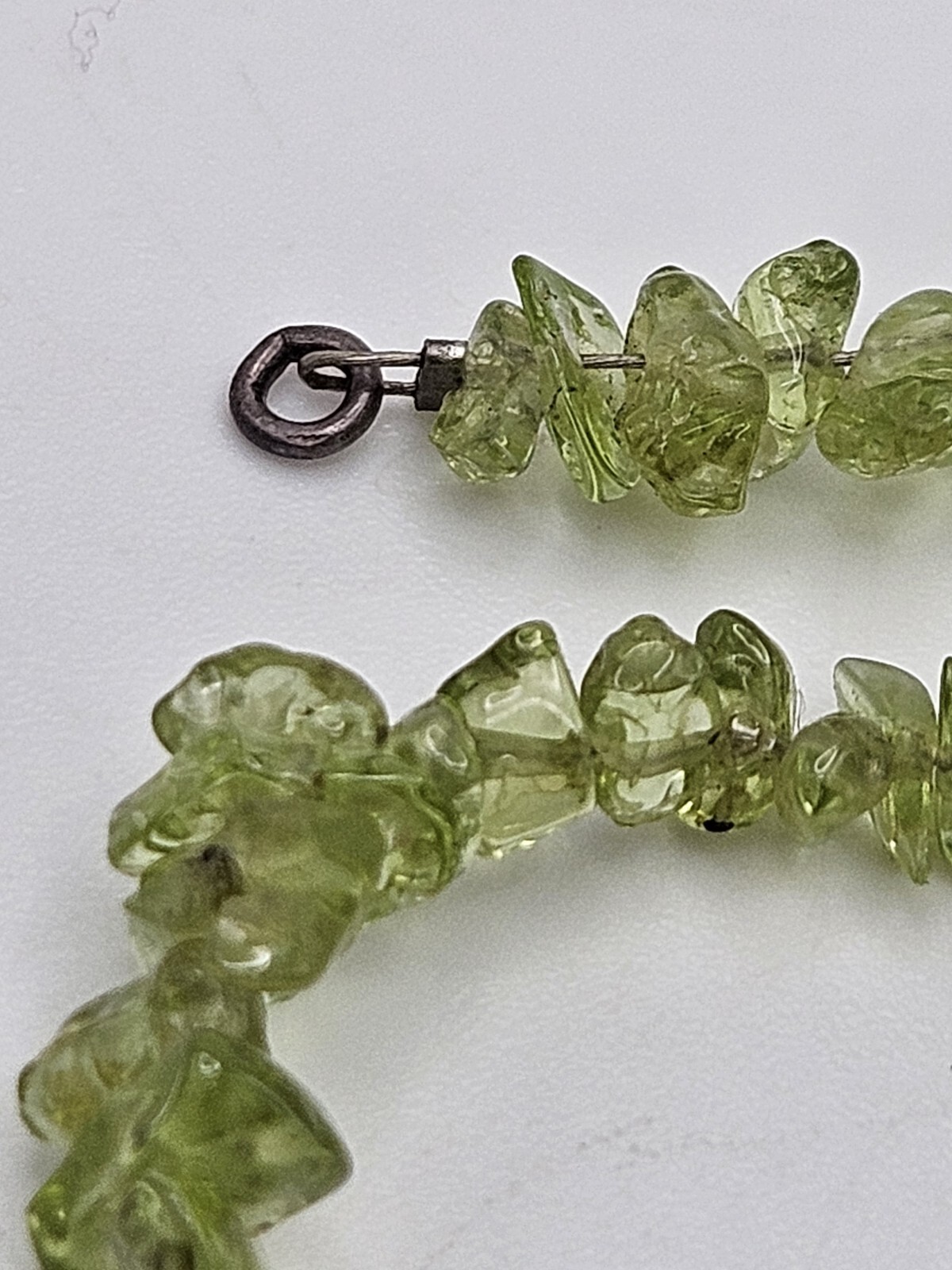 Vintage Sterling Silver Luck Small Charm Peridot Chip Bead Bracelet