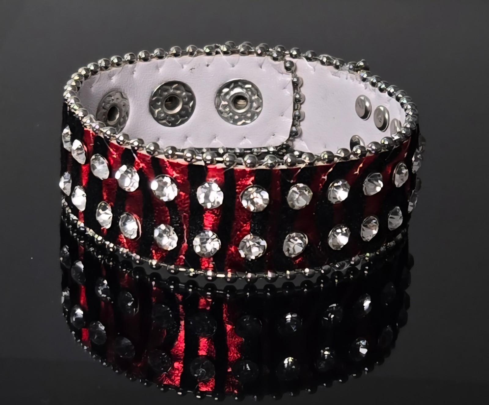 Zebra Print Rhinestone Wrap Bracelets Snap Leather Crystal Cuff Bracelet 12 pcs