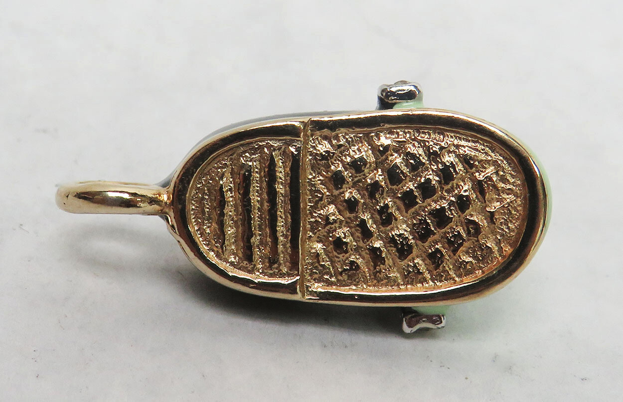 LIME GREEN & BLACK ENAMEL BABY SHOE CHARM / PENDANT