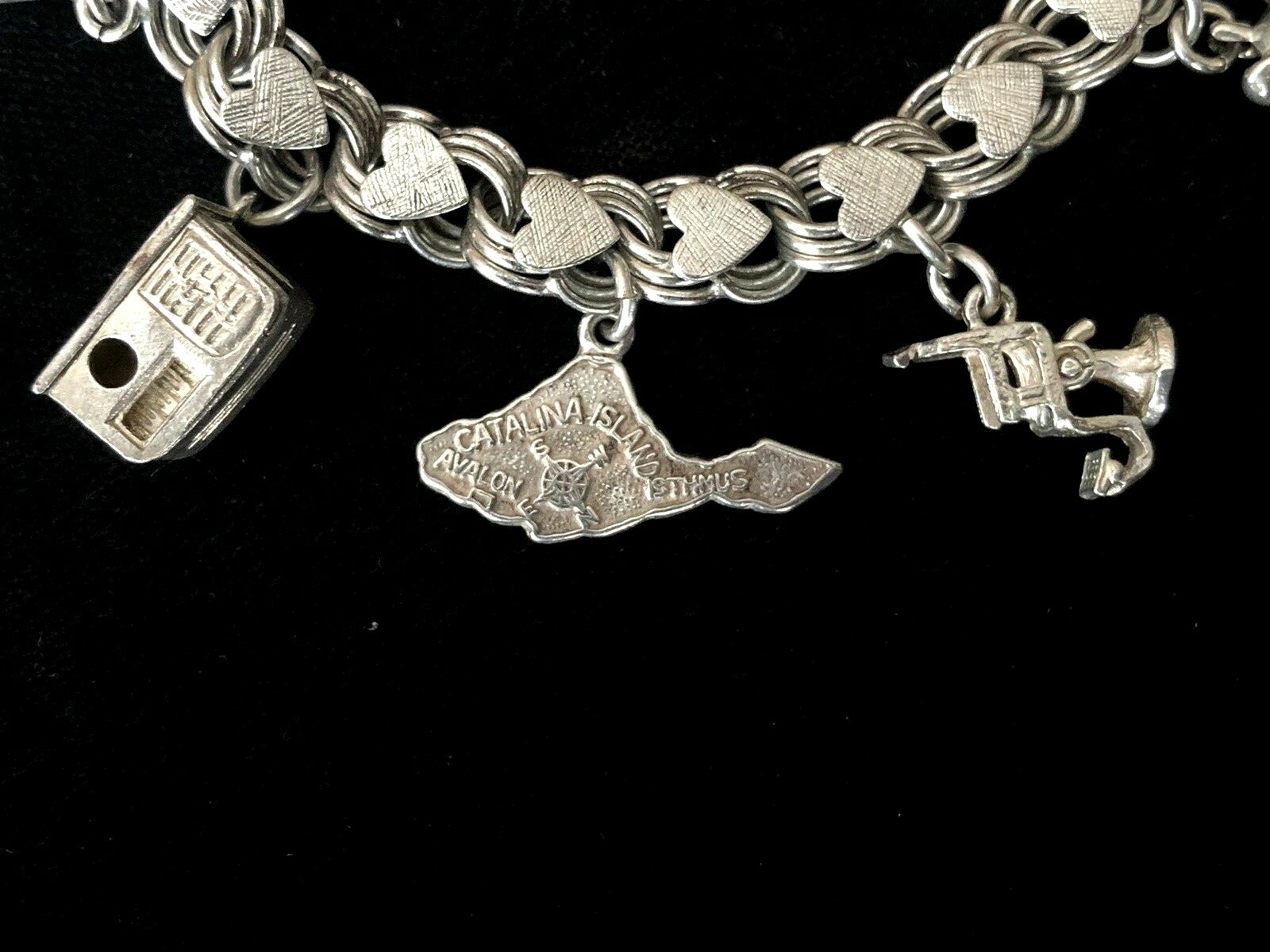 Vintage 1940s Sterling Silver Charm Bracelet Micky & Minnie Mouse