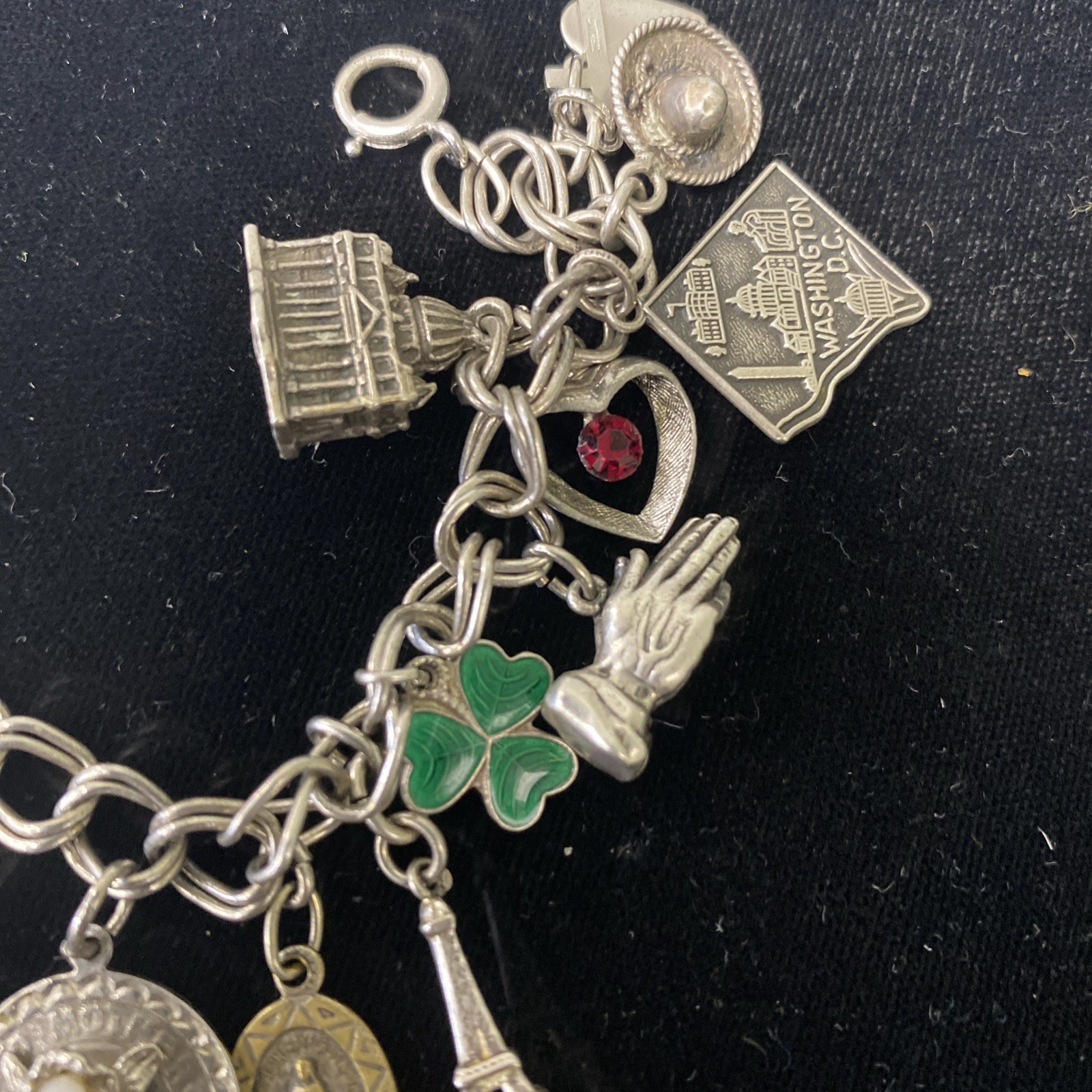 Sterling Silver Overloaded Charm Bracelet 19+ Charms 7 Inches 44g