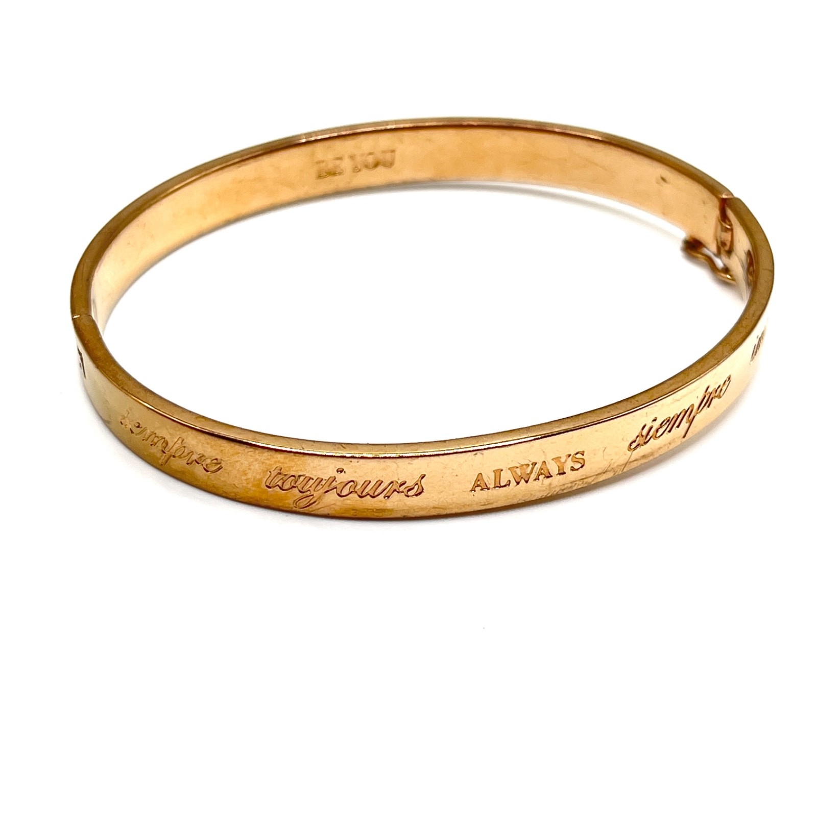 Stella And Dot Hinged Bangle Bracelet Engraved Always Be You Rose Gold Tone