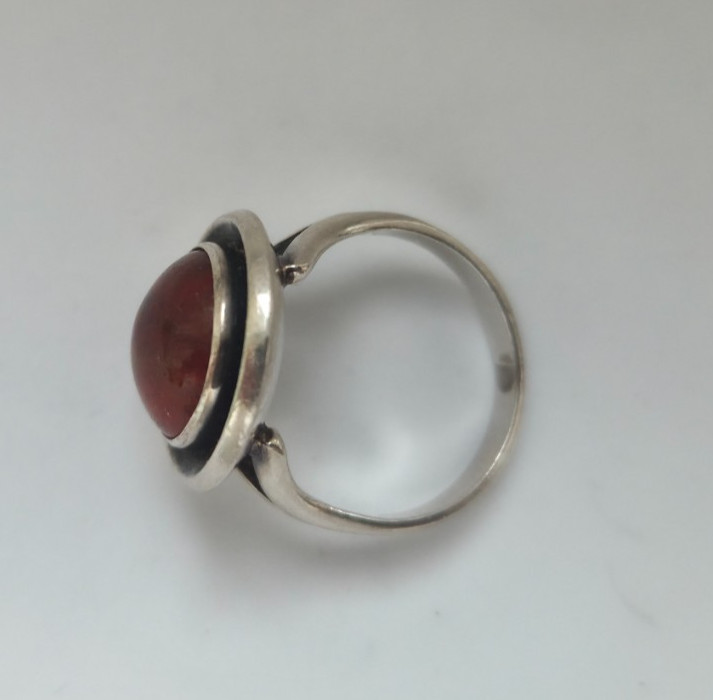 N.E. From – Denmark. Sterling Silver Ring with Amber.Size 6