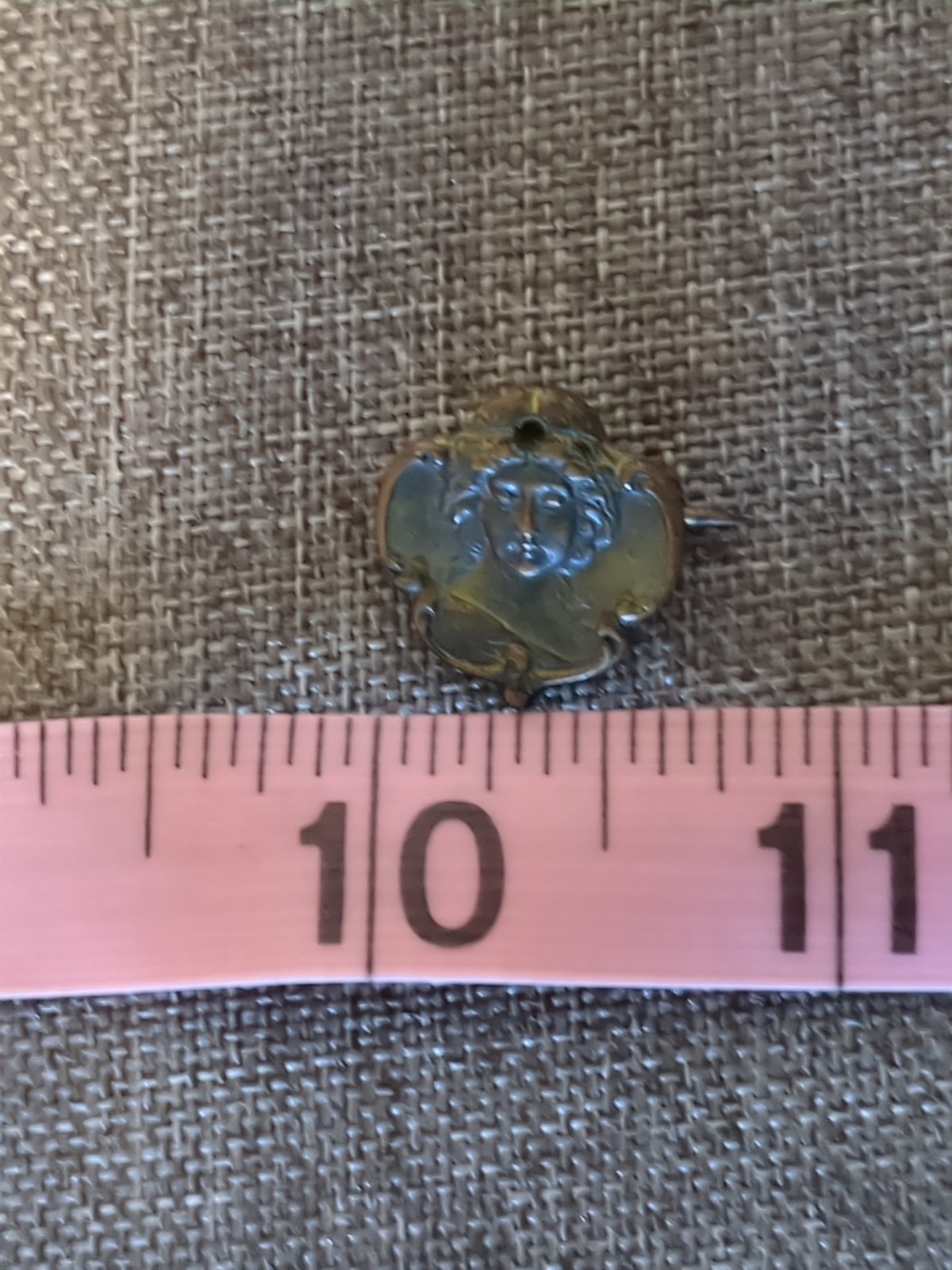 Antique Art Nouveau Face of A Lady Brooch Pin Portrait Brooch C Clasp