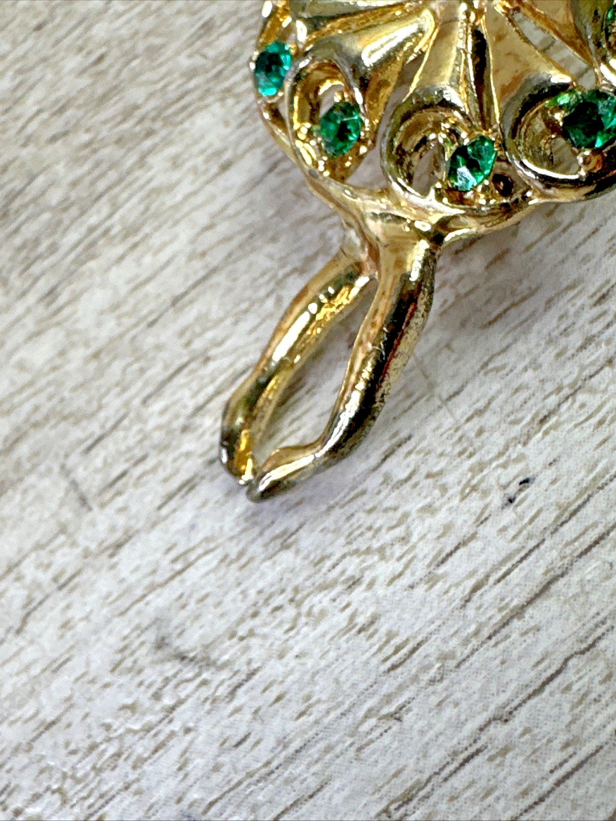 Unbranded Ballerina Brooch Gold Tone Dark Green Rhinestones