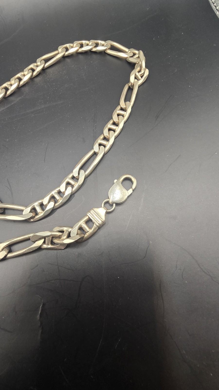 Vintage Sterling Silver Italy 925 Figaro Link Chain Necklace 20″ 70 Grams