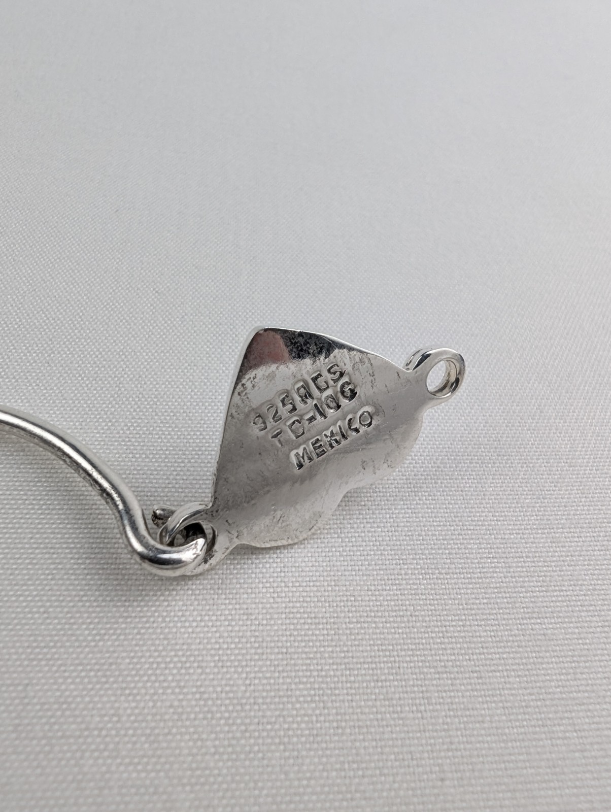 Vintage Taxco Mexico 925 Sterling Silver Puffy Heart Bangle Bracelet ACS 8.38g