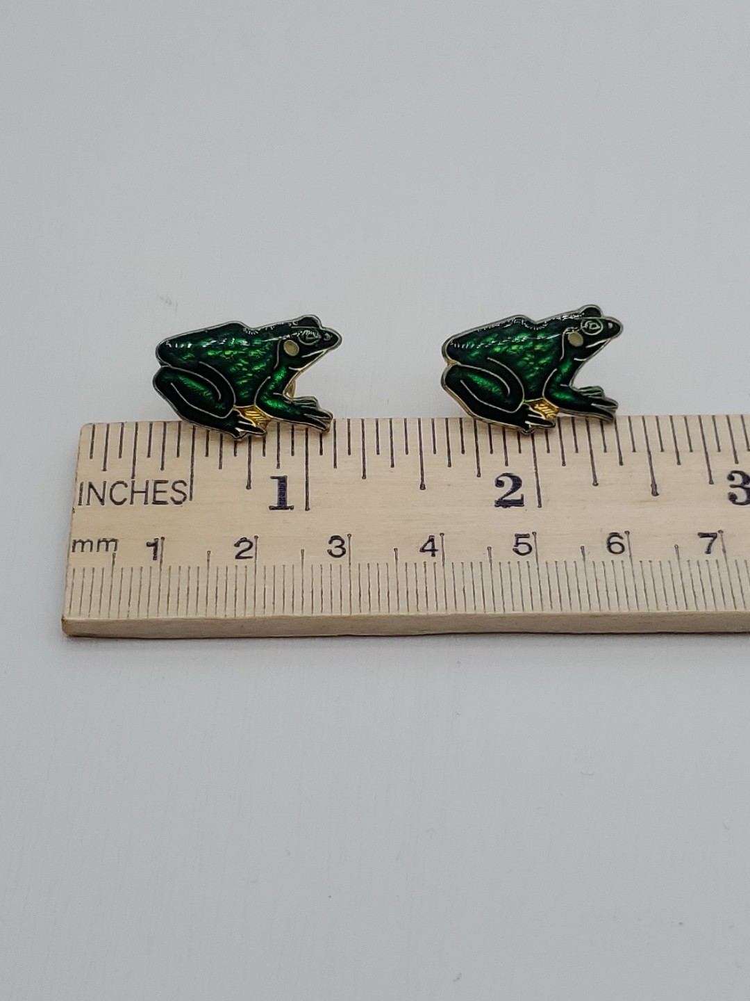 Enameled Green Frog Lapel Pin Pinback Brooch Jewelry Lot of 2