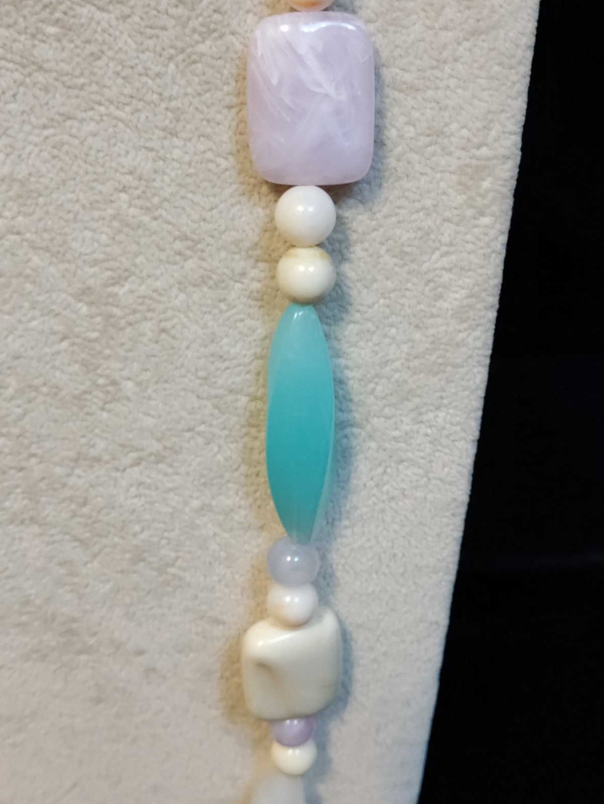 Vintage Soft Pastels Acrylic Multi Shaped Beaded Necklace