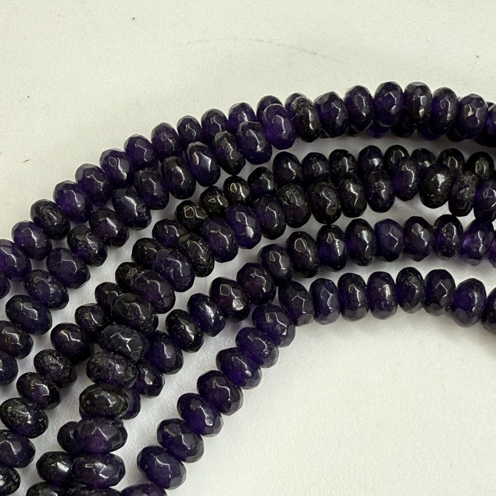 Vintage 3 Strand Purple Iolite Bead Necklace Faceted Iolite Floral Clasp
