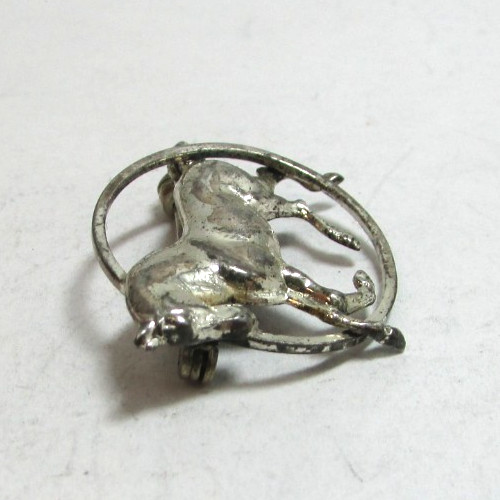 Vintage BEAU Sterling Silver Running Horse Brooch Pin