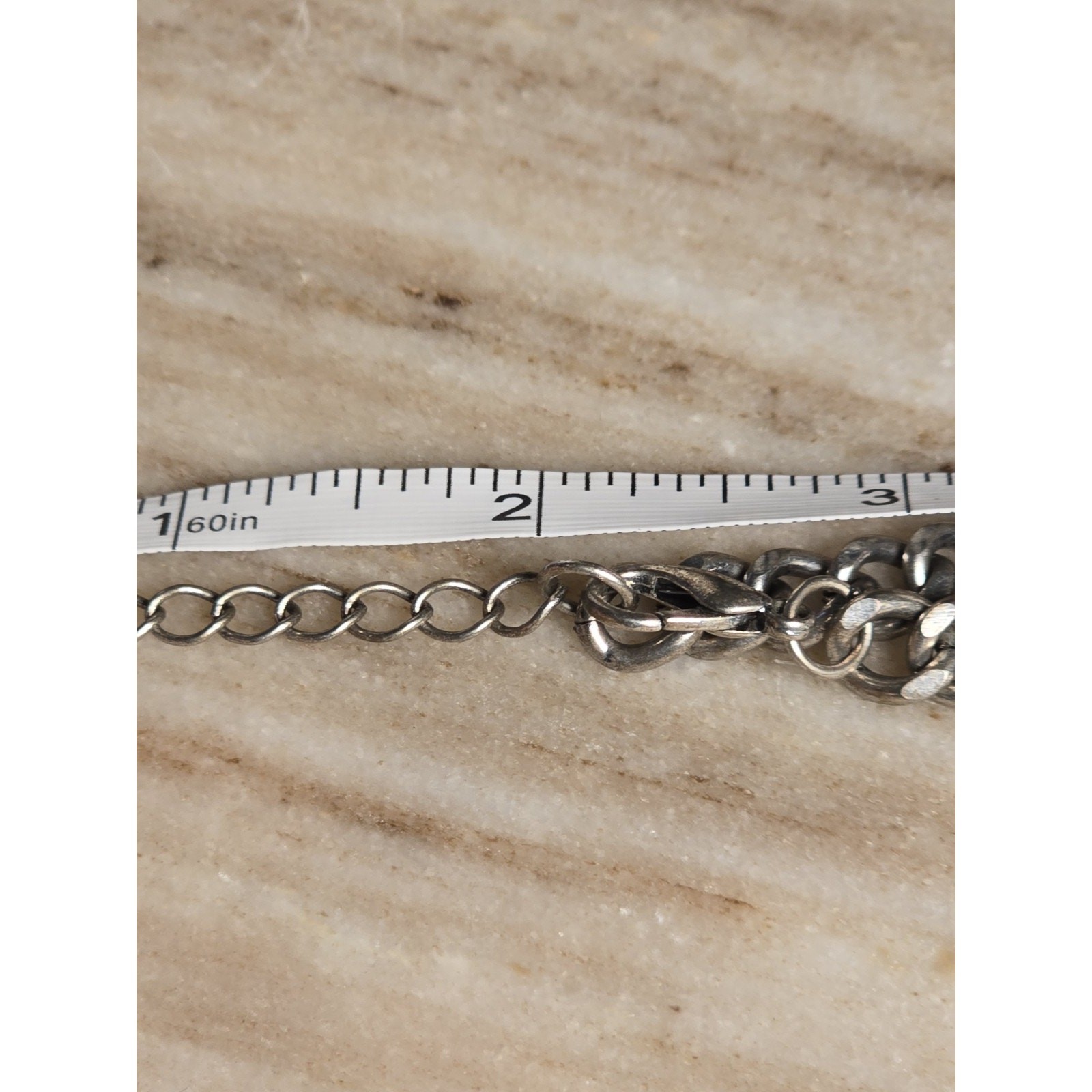 Vintage Faux Coin Chain Link Silver-Tone Statement Necklace Brutalist Adjustable