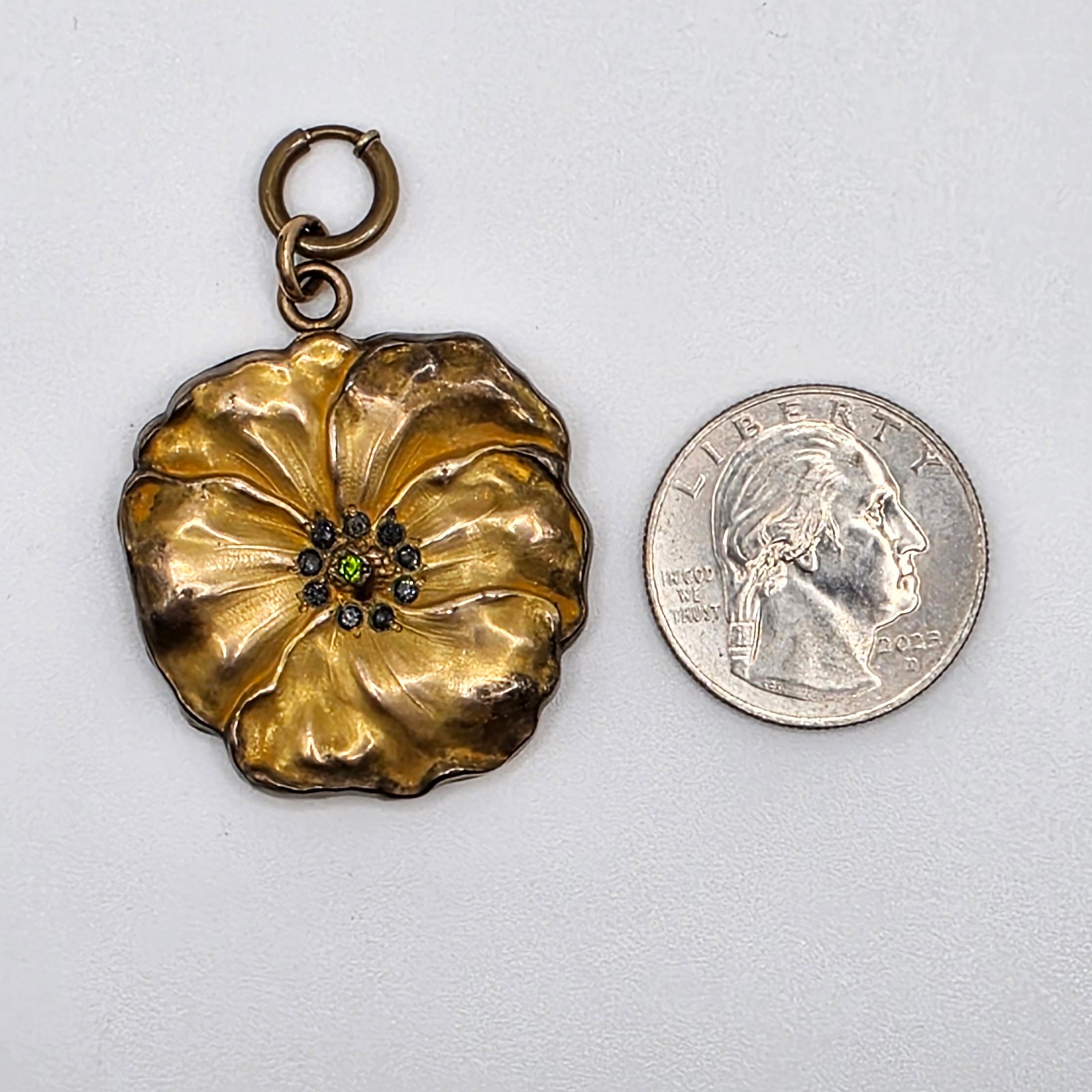 Antique Victorian Gold Filled Pansy Locket Pendant Art Nouveau Floral Charm