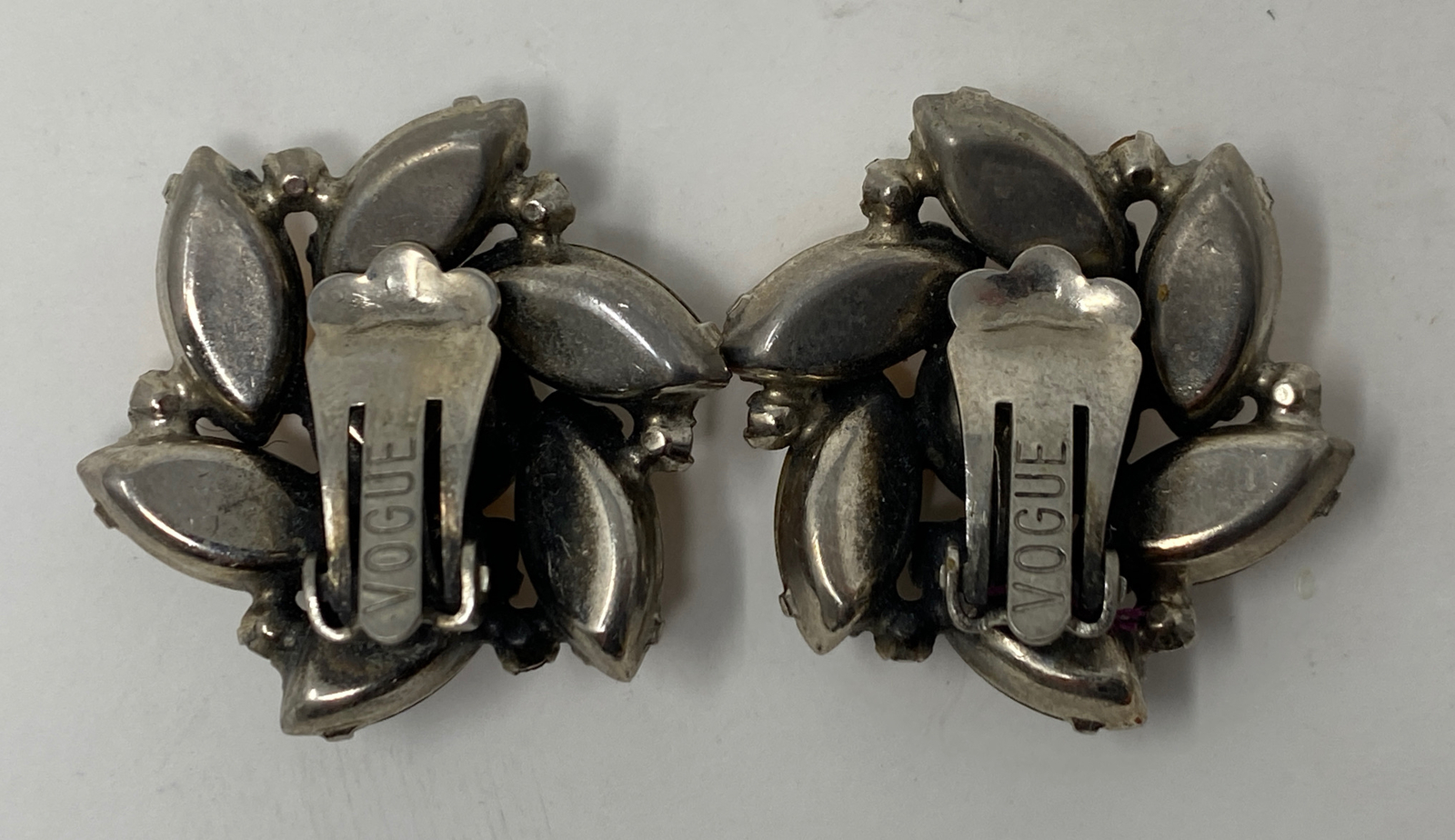 Art Deco Fantastic Vintage Signed Vogue Sparkly Topaz Rhinestone Clip Earrings