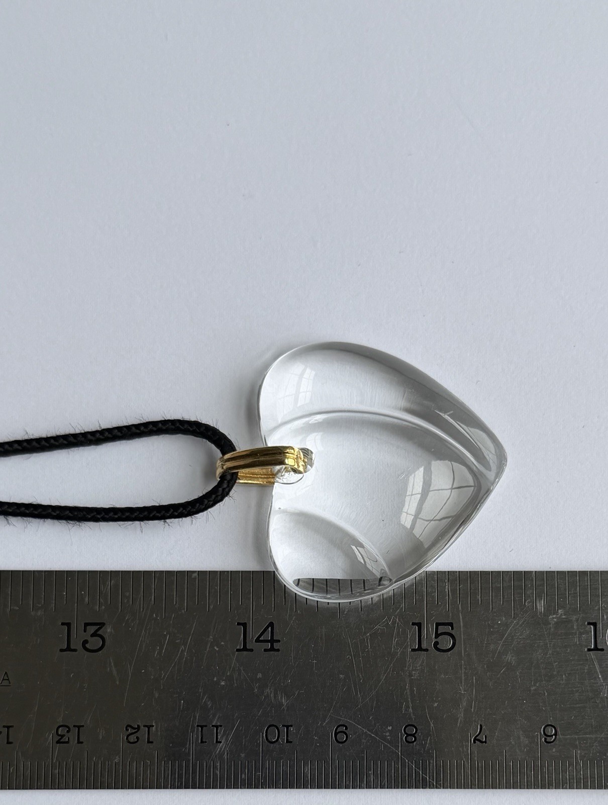 Baccarat Clear Puffy Crystal Heart Wave Pendant Necklace