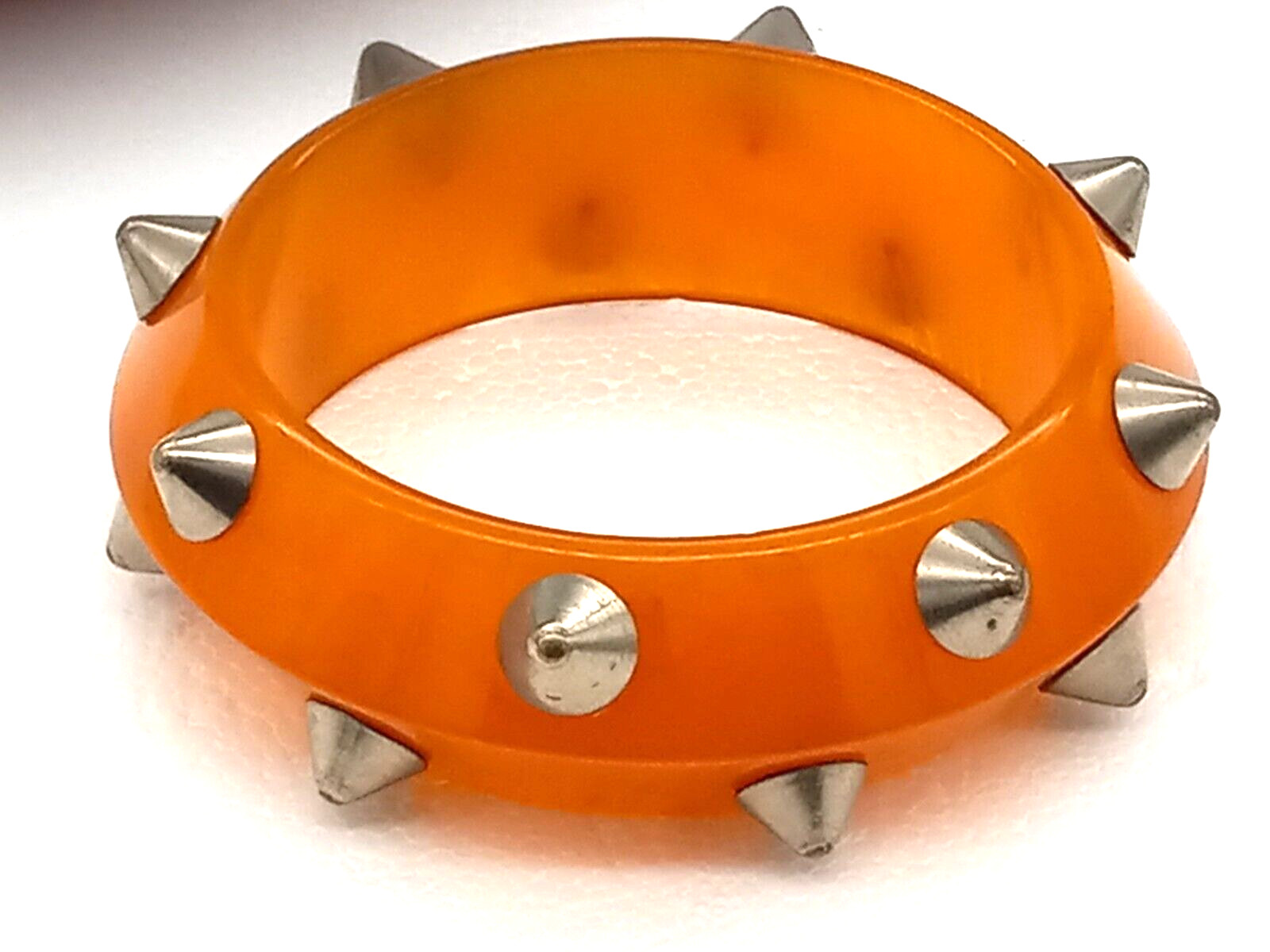 Vintage Mid Century Butterscotch Egg Yolk Amber Bakelite Spike Bangle Rare 64g
