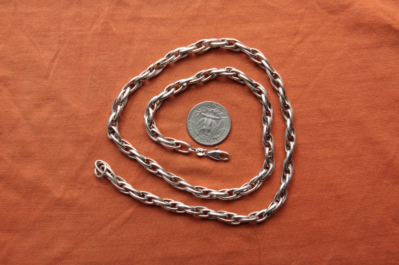 Vtg Sterling Silver Made in Italy Chain Necklace 53 grams 23.5″ long 6.5 mm