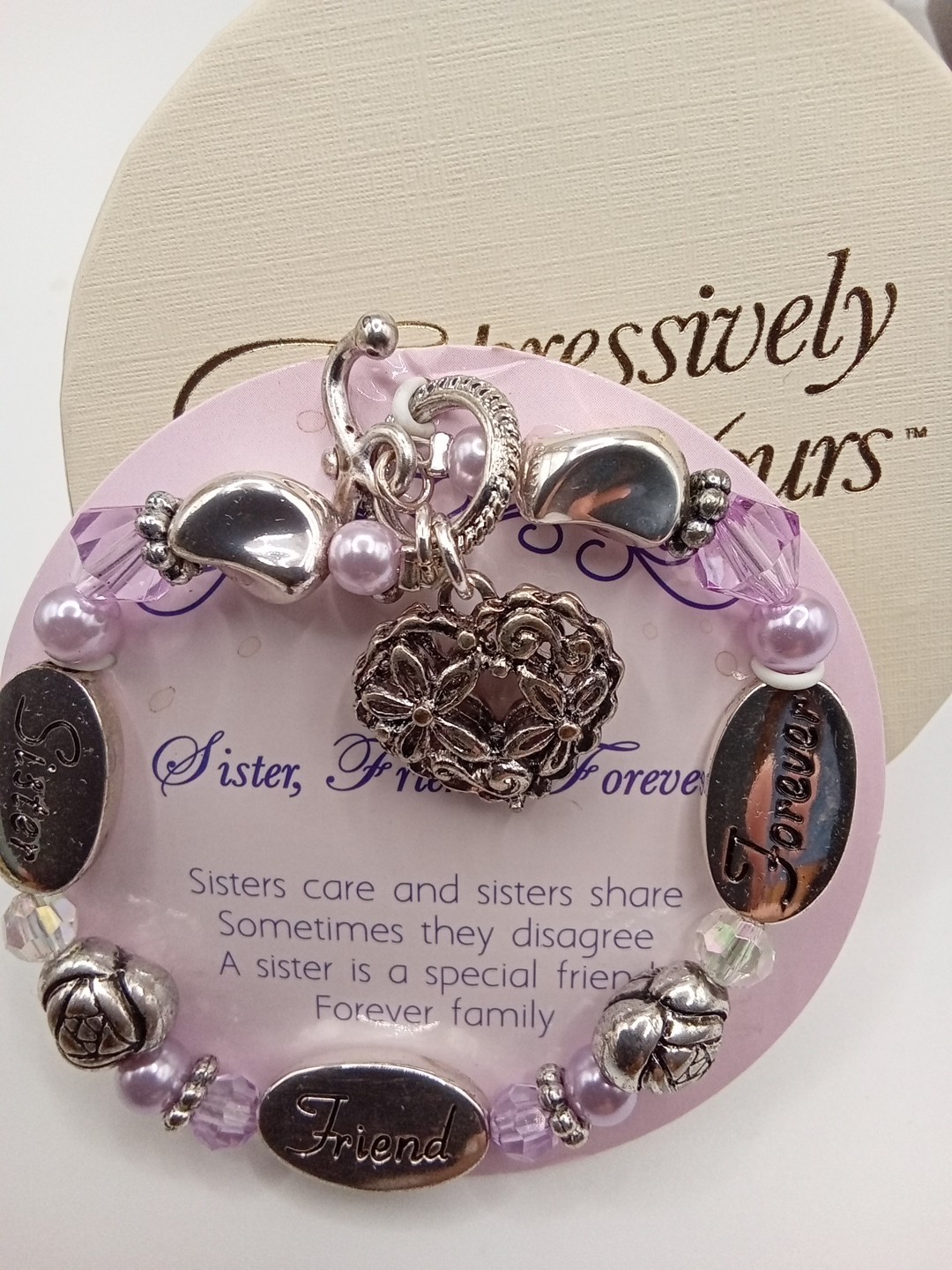 Sister Friend Forever Silver N Pink Fashion Bracelet Original Box and Gift Box