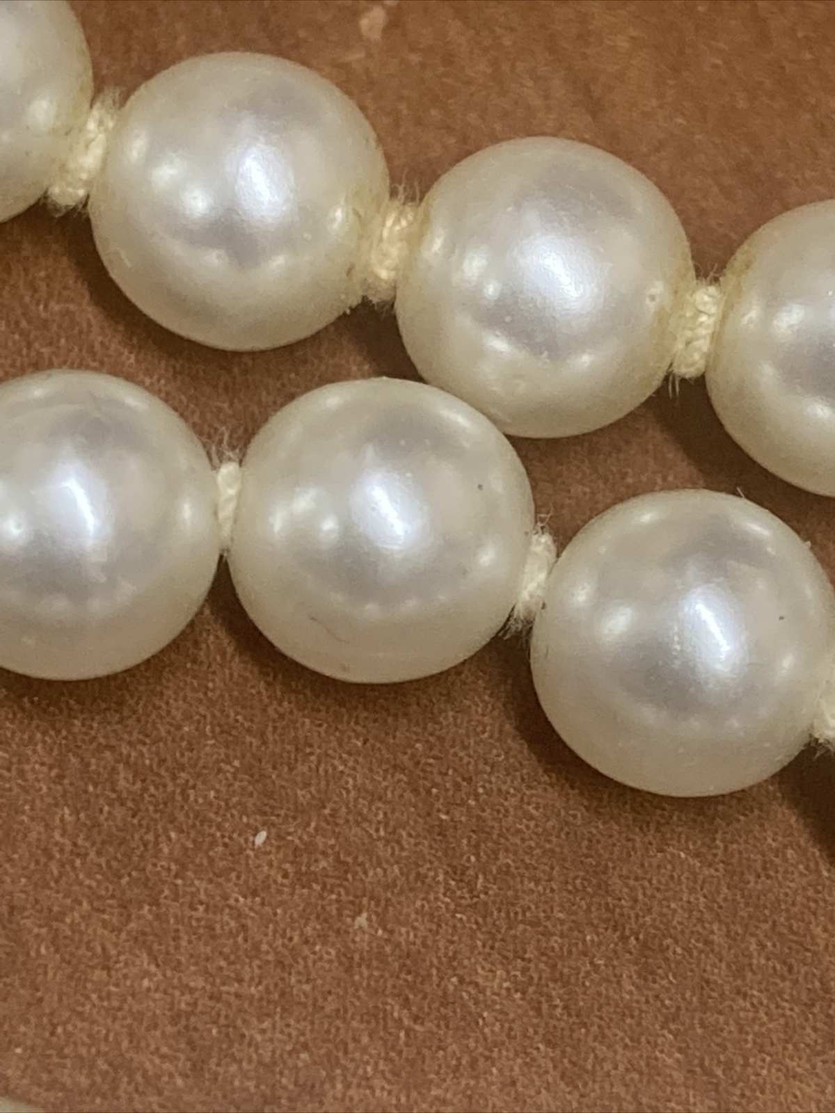 Knotted Faux Pearl 50″ Rope Necklace 6.7 mm 1930-50? See Clasp Vtg Antq? Jewelry