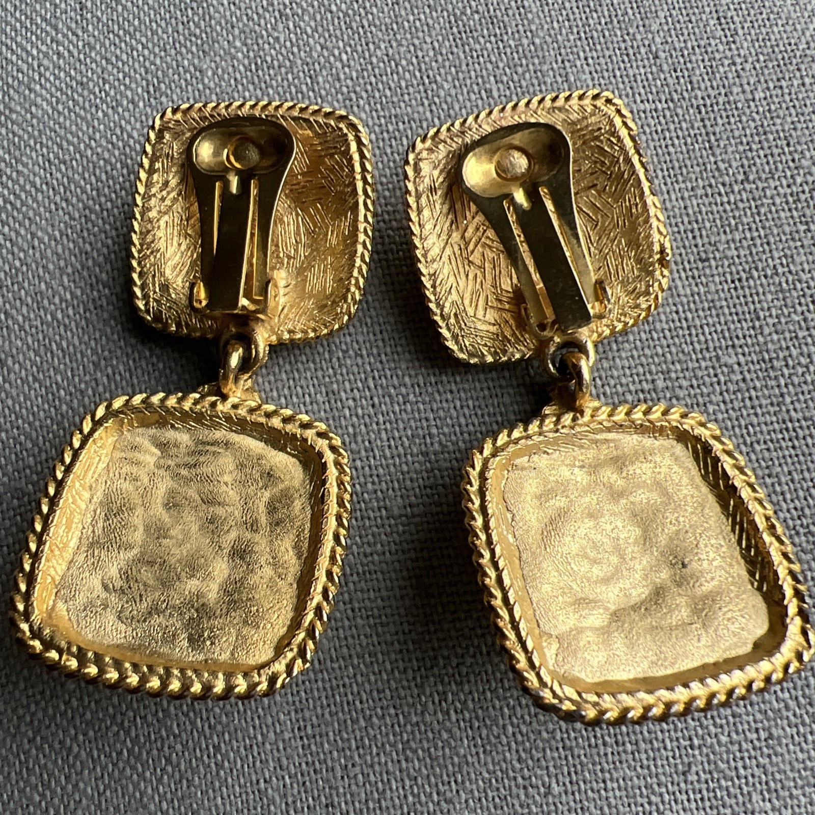 Vintage Faux Pearl & Black Rhinestone Gold Tone Metal Earrings; Classic!
