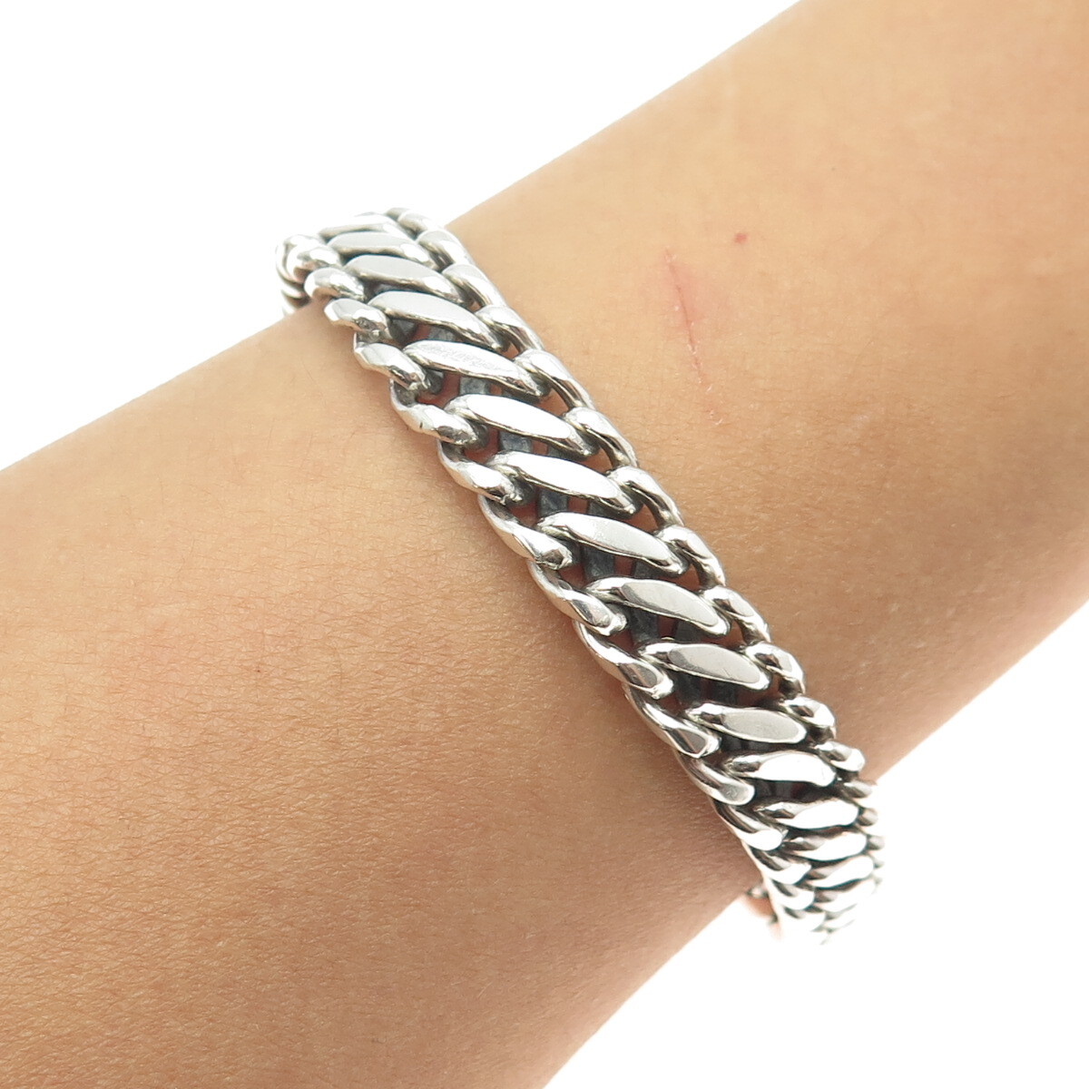 925 Sterling Silver Vintage Wheat Link Bracelet 8.5″