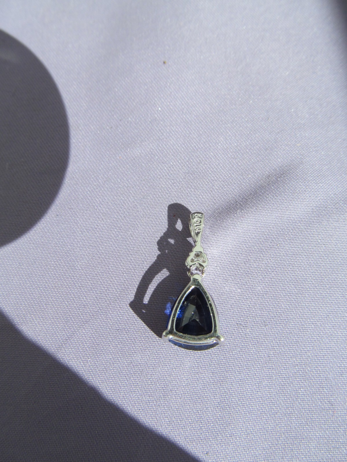 HUGE! LGL 10K WHITE GOLD TRILLION LONDON BLUE TOPAZ & DIAMOND STACKED PENDANT