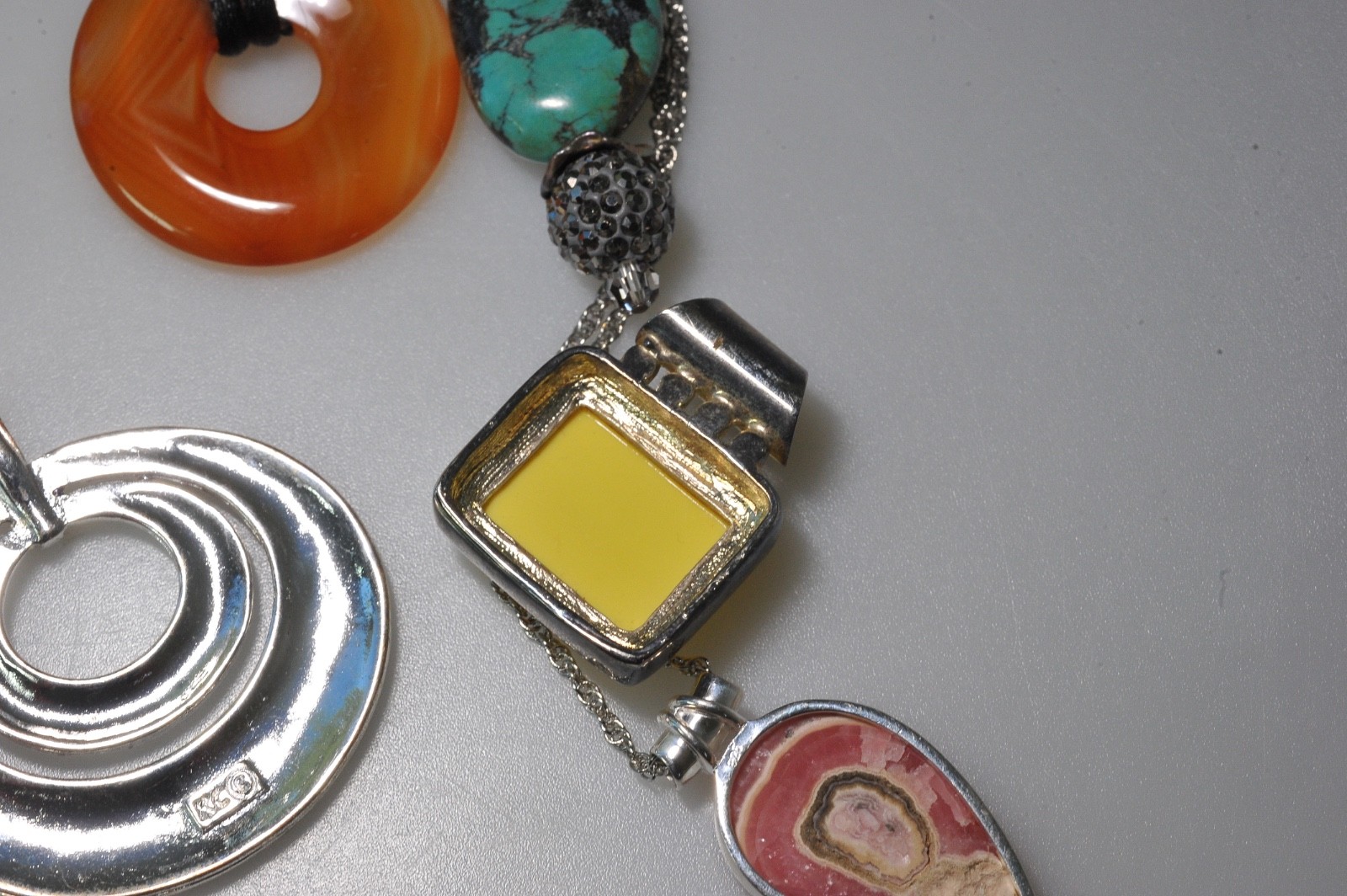 Pendant lot vtg to now variety jewelry craft or wear stone glass other PK27