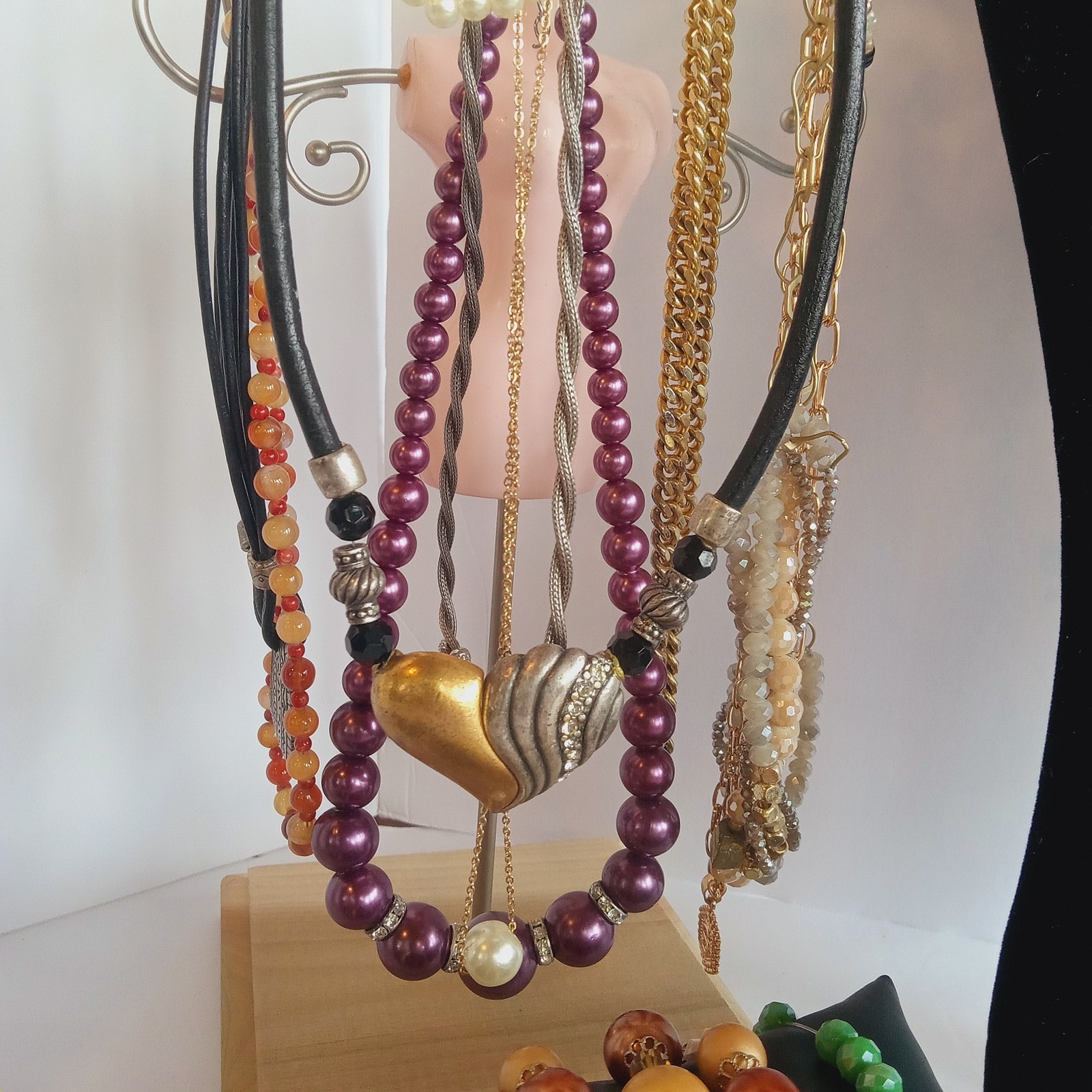 50 Pc Vintage to now Jewelry lot Necklaces Bracelets Earrings Brooches Rings