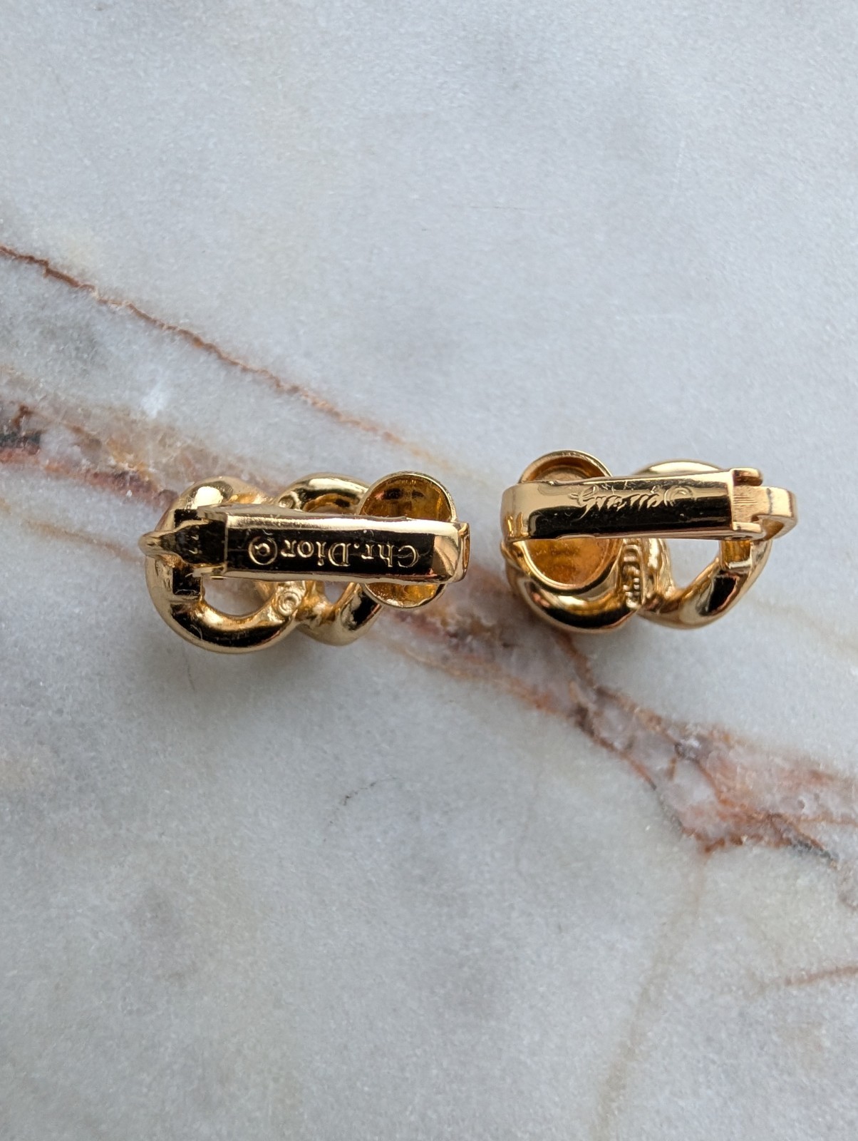 Vintage Christian Dior Gold-Tone Knotted Rope Clip-On Earrings