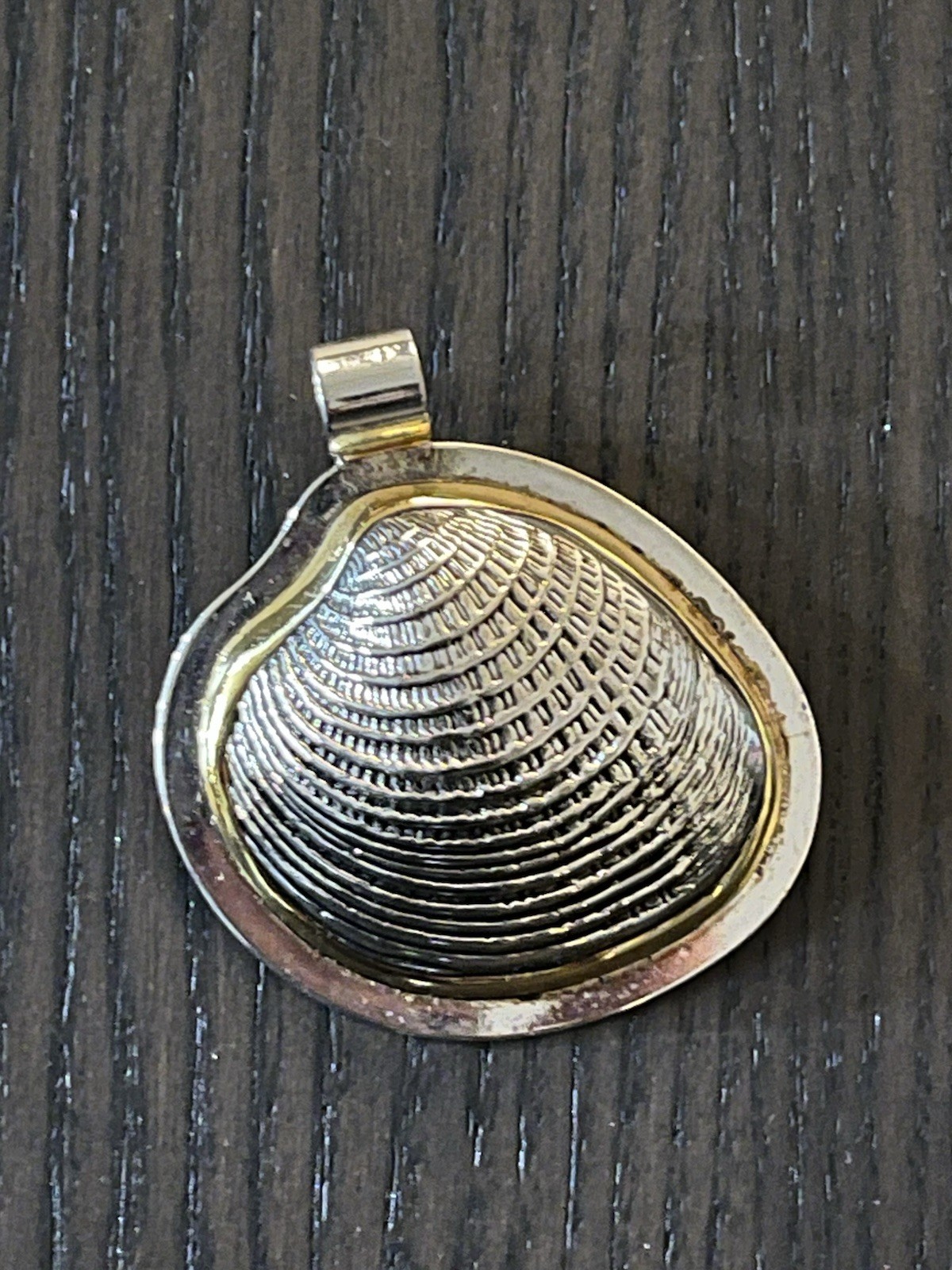 Vintage BEST Silver and Gold Shell Brooch Pendant 2 In 1