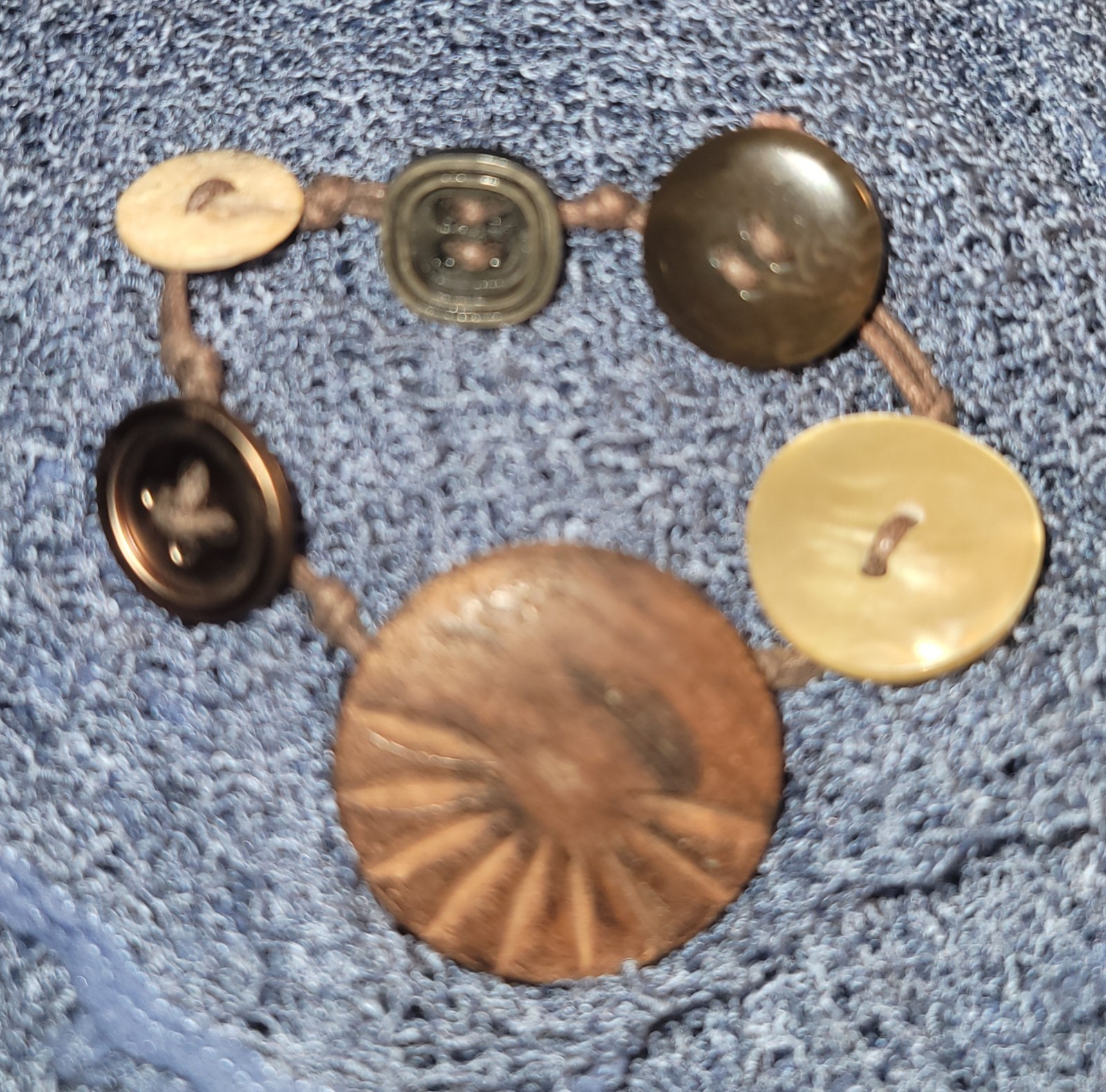 HEMP Button Bracelet Handmade 8in BOHO Style