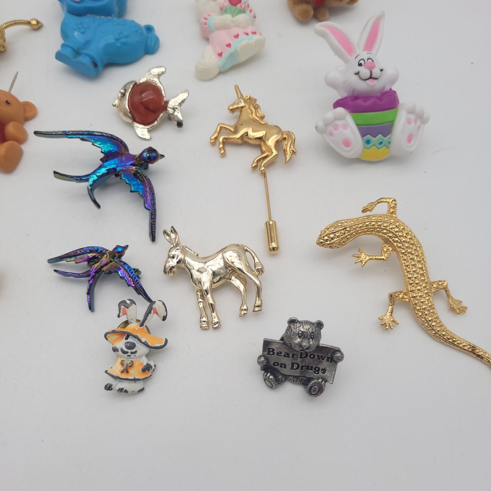 Animals Bears Horses Lapel Pin Brooch Mix Lot – Fashion Jewelry Some Vtg Lizards