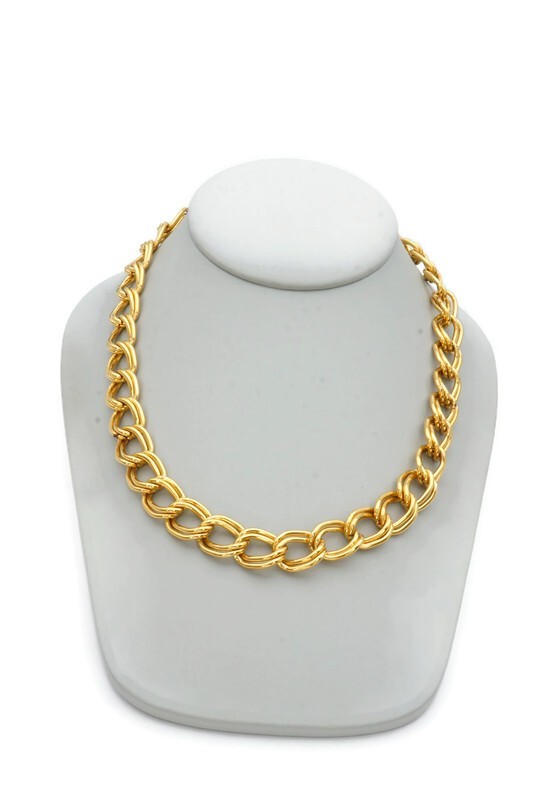 Vintage Necklace Gold Tone Double Link 18″