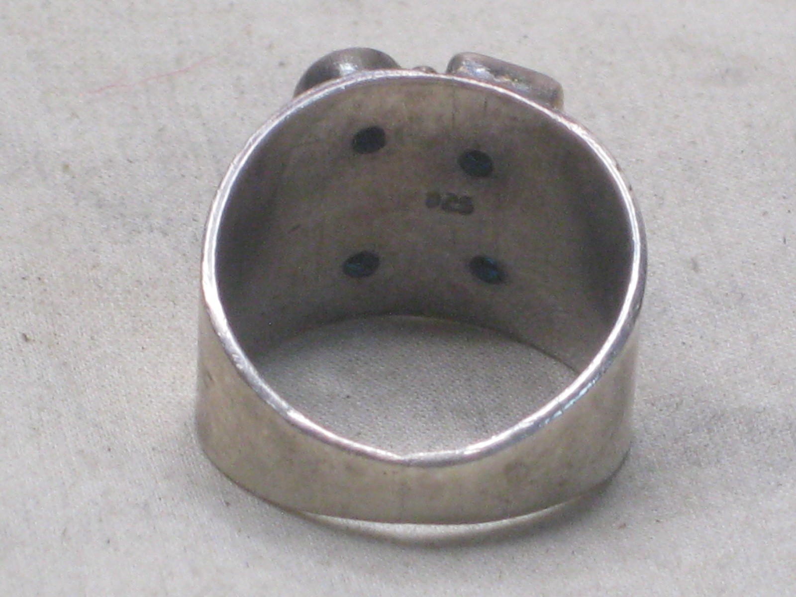 vintage sterling silver ring size 6 polished faceted blue inlaid gemstone jewel