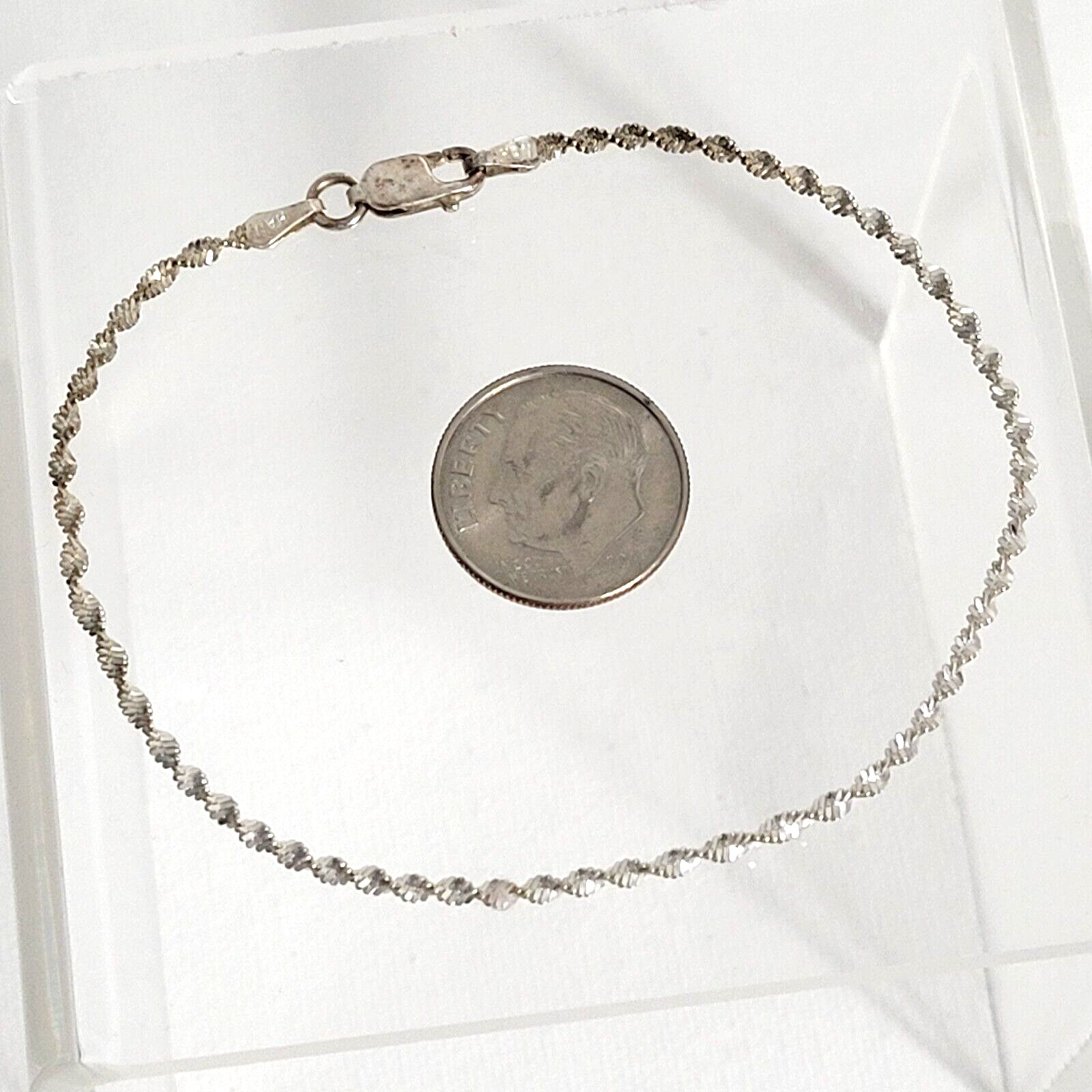 Vintage HAN 925 Italy Sterling Silver Bracelet 7.5″ Dainty Twist Chain 1.7g