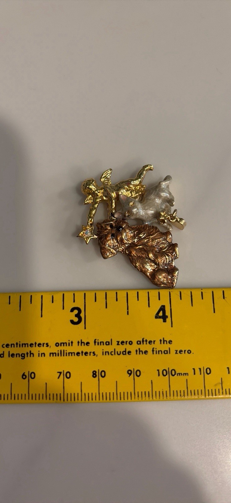 Retired Kirk’s Folly Rainbow Bridge Pin Dog And Kitty With Angel