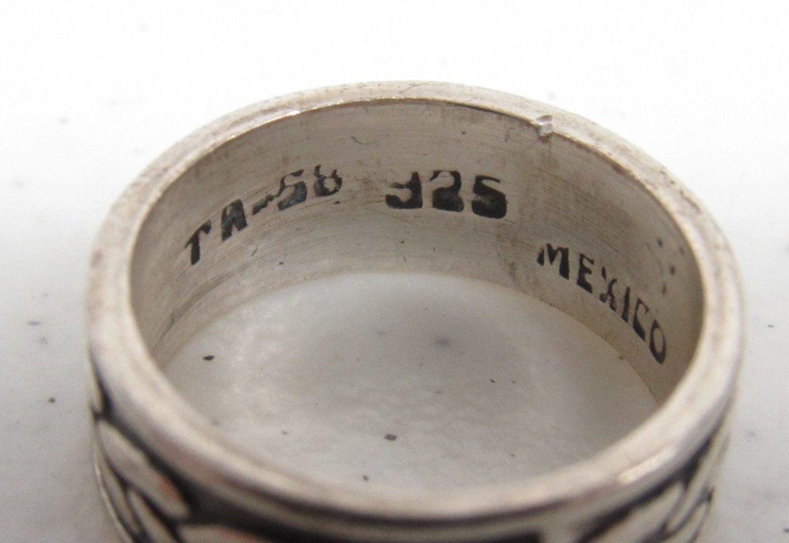 Vtg Taxco 5.3G Sterling Silver Twisted Rope 8mm Band Ring Sz 5.5