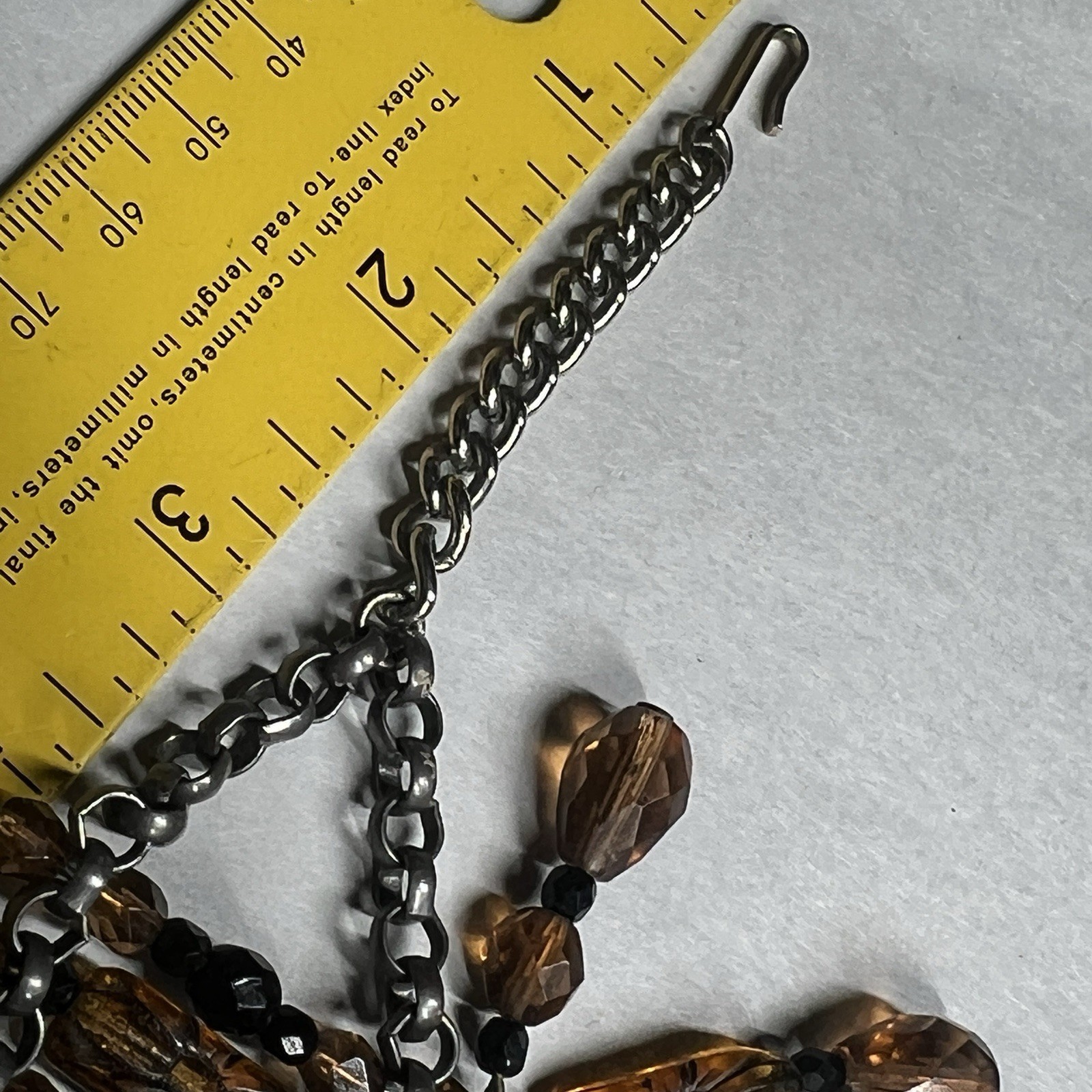 Vintage Amber Glass Beaded Choker Fringe Statement Necklace Collar Bib 15″-18”