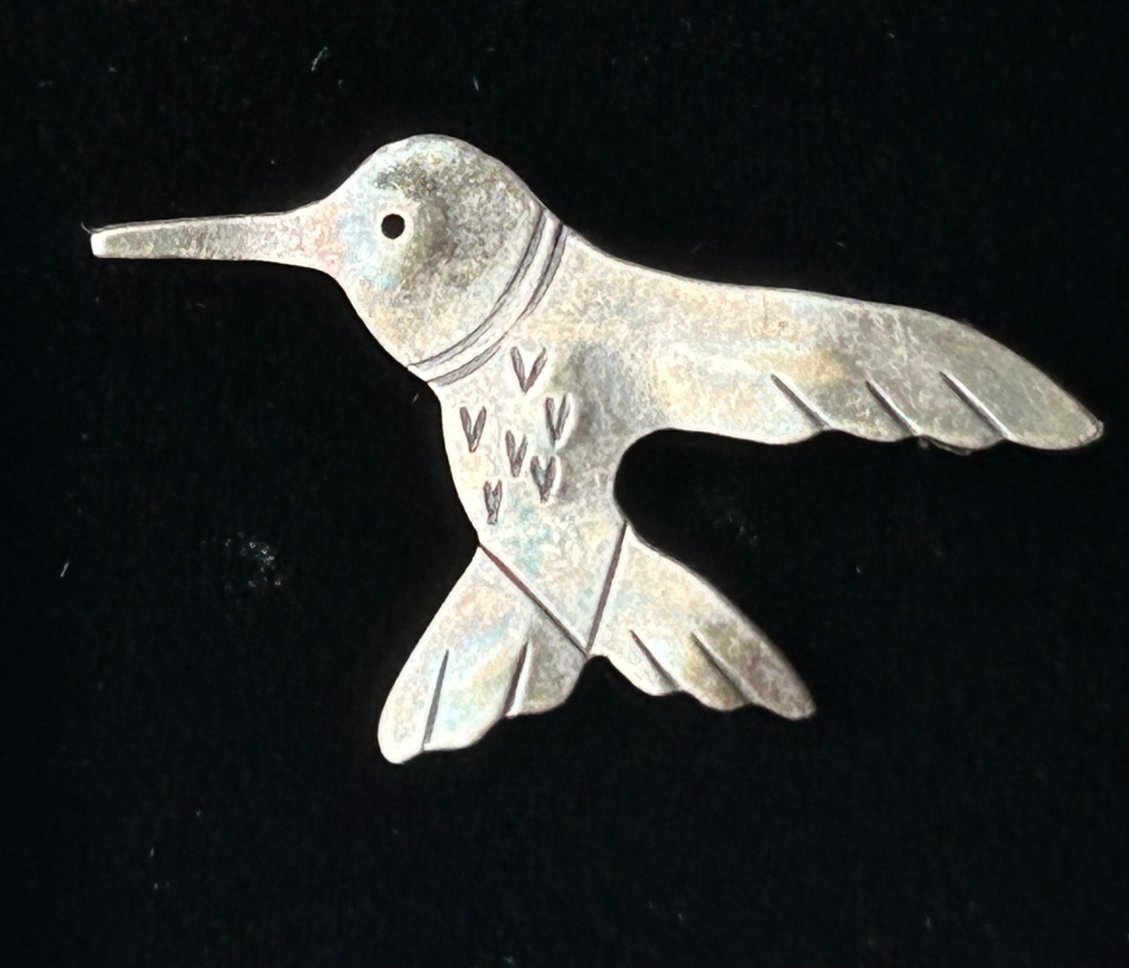 Vintage MCM Abbott Gotshall Sterling Silver Hummingbird Brooch