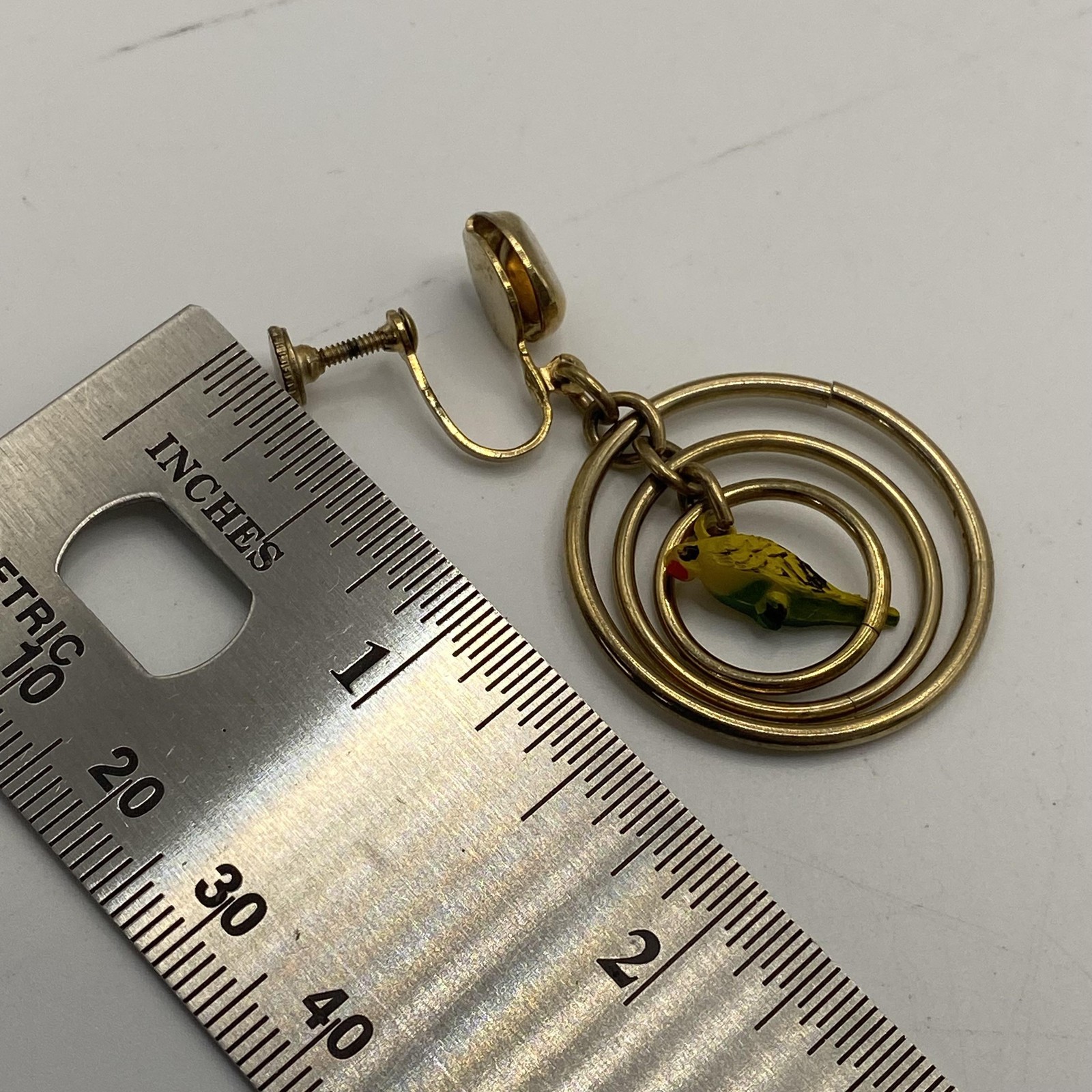 Vintage Gold Tone Parrot Dangle Earrings Womens Screw Back 2 In Jewelry