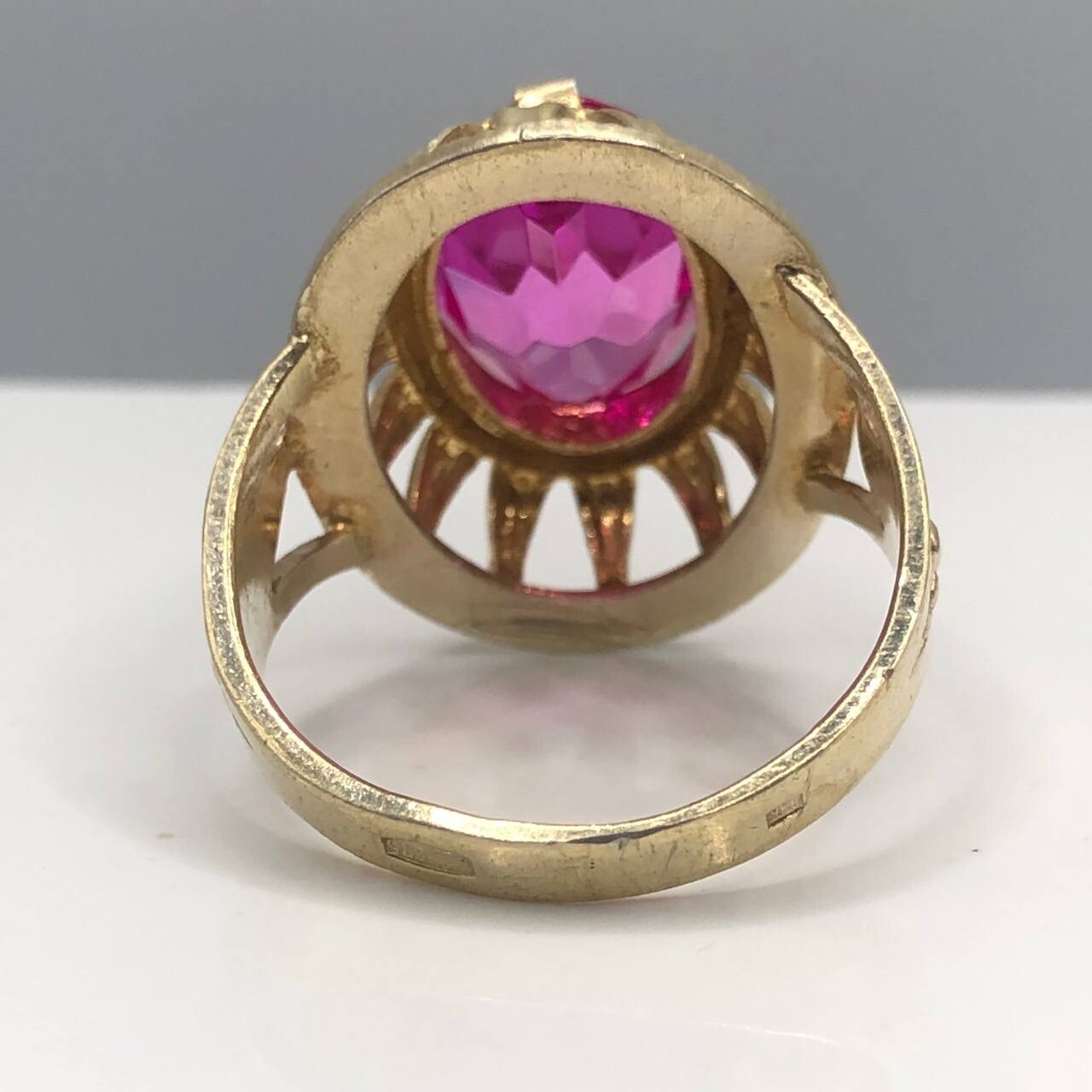 Vintage Gilt Soviet Ring Silver 875 Women Jewelry
