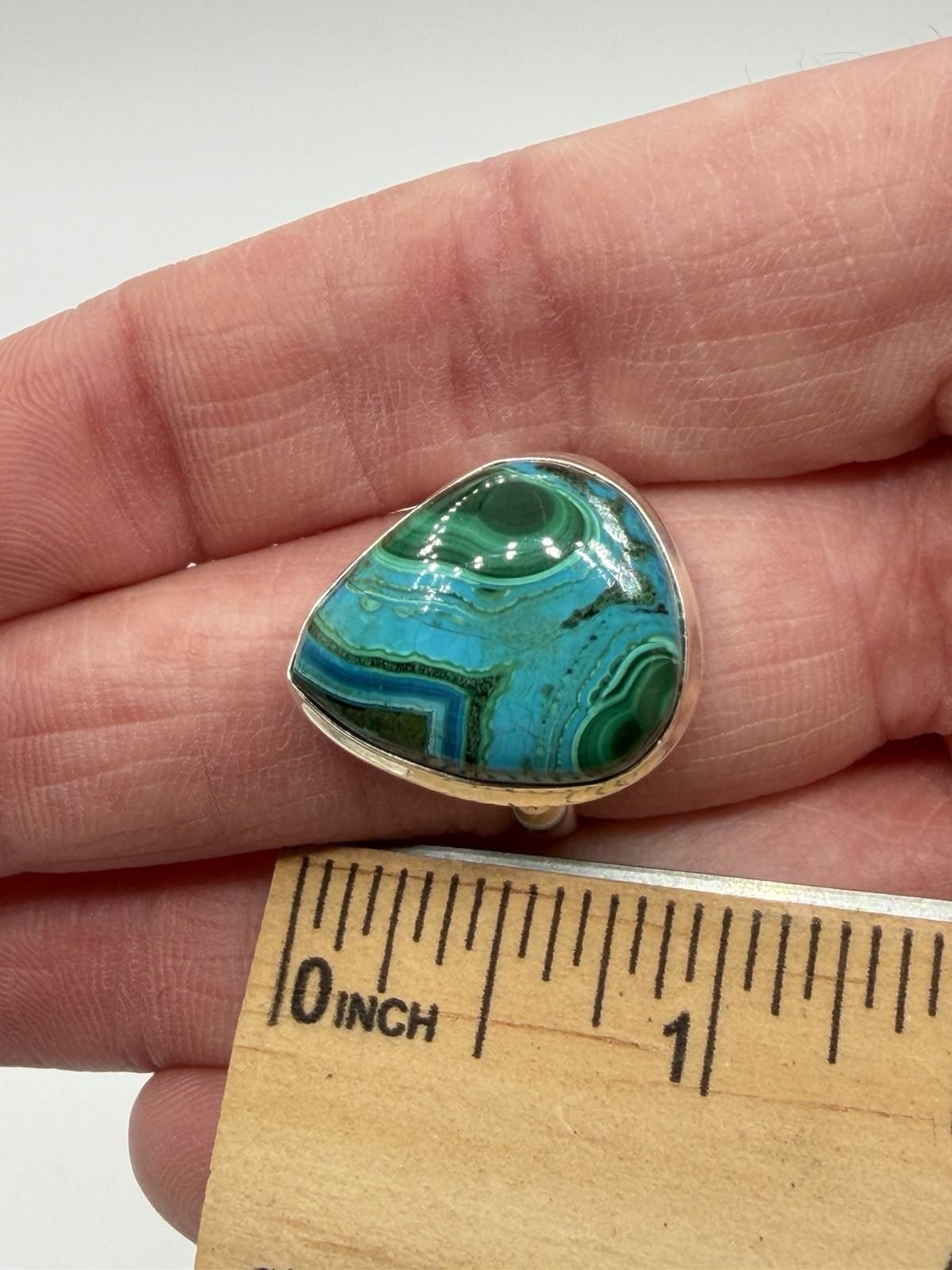 Sterling Silver Ring Chrysocolla Malachite In Vivid Green Chunky 925 Silver Ring