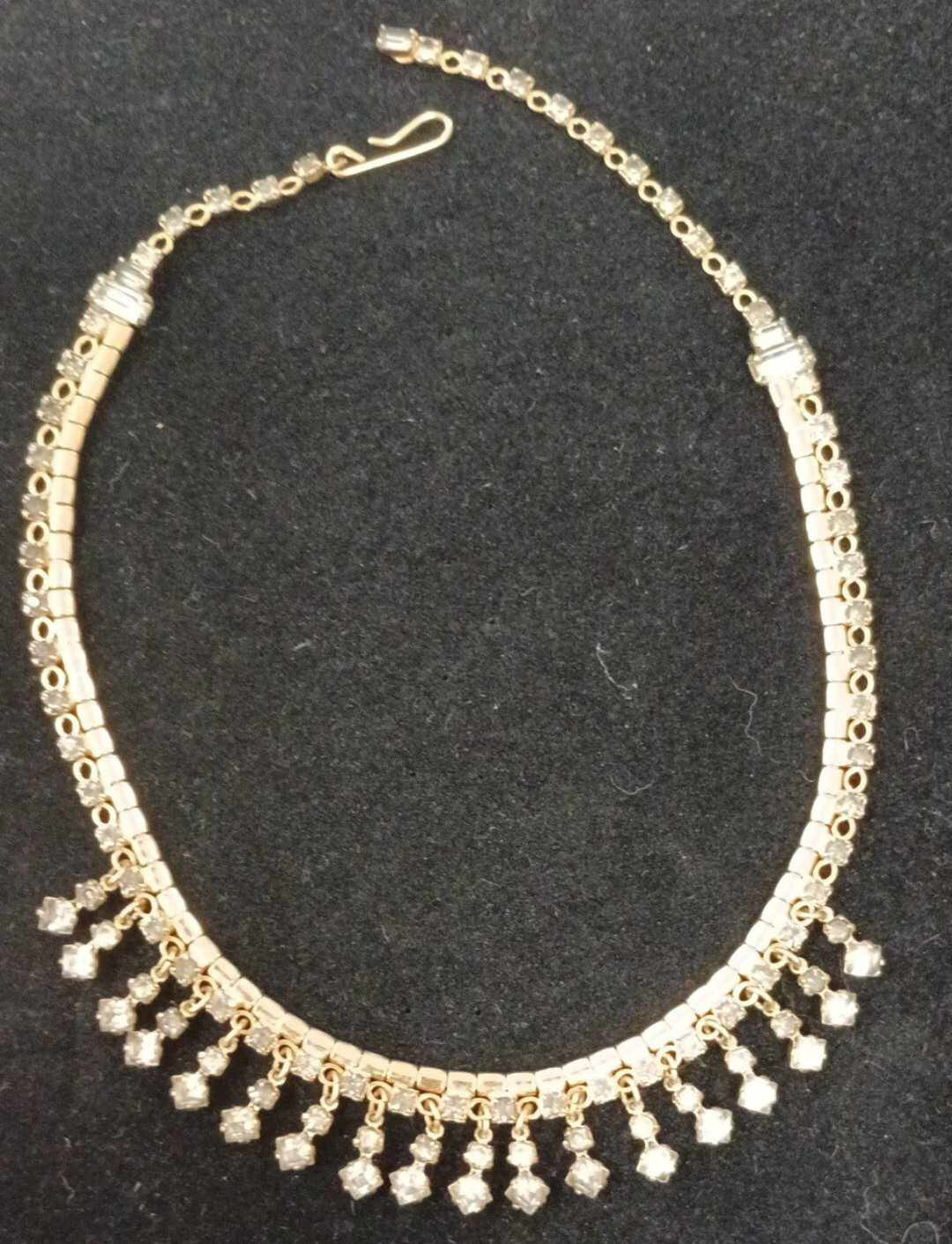 D’ERINI JEWELS Gold Tone Very Light Blue Rhinestone Choker Necklace Earrings