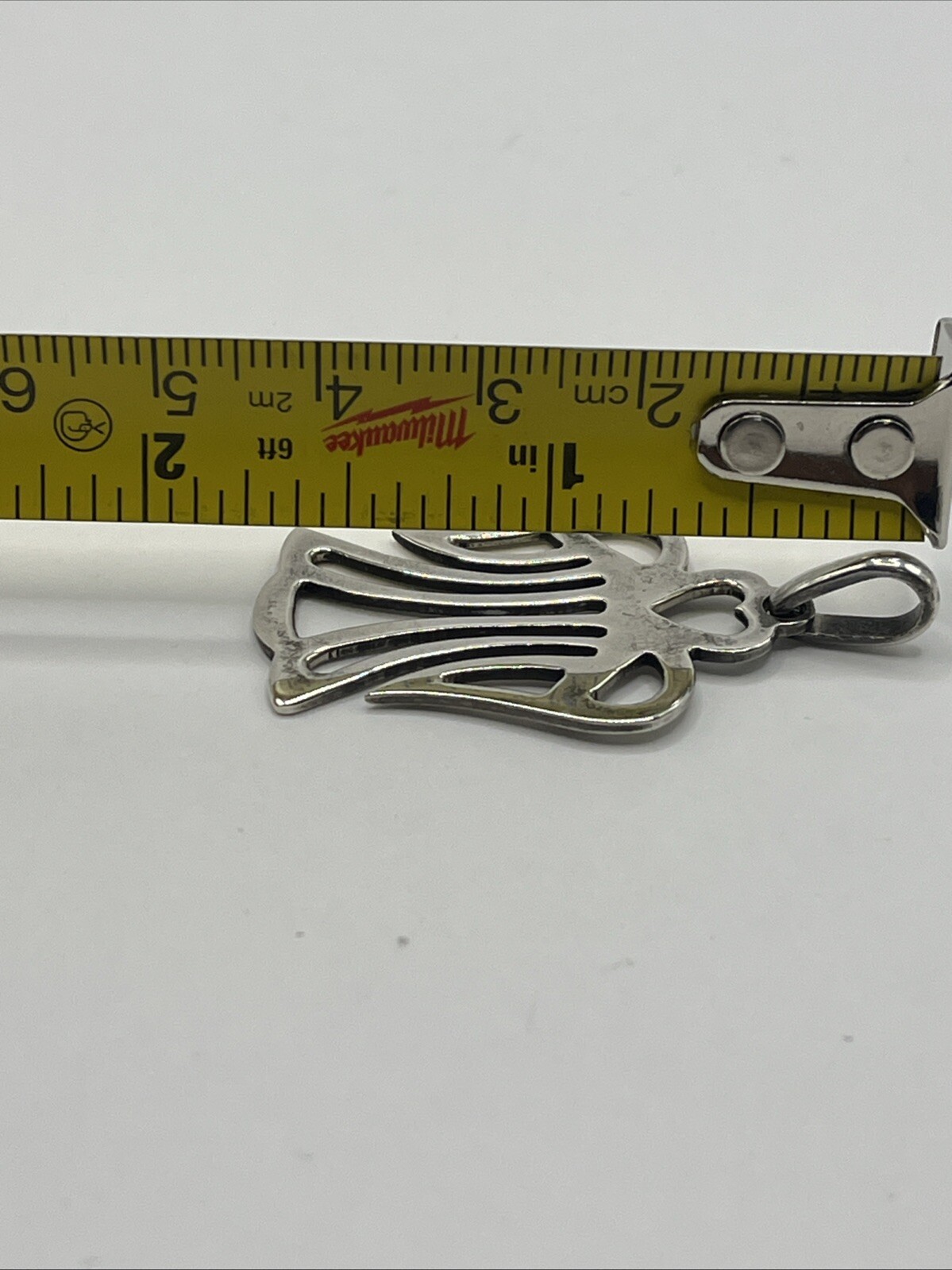 Vintage Sterling Silver Openwork Angel of Love Pendant —(A)