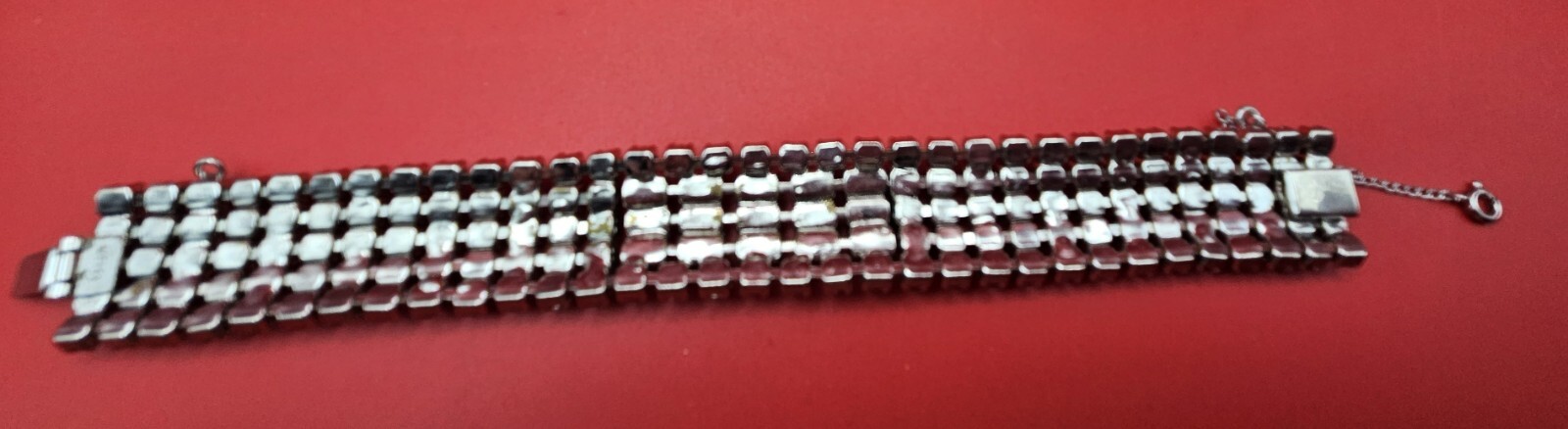 Signed WEISS Five Row ART DECO Emerald Cut and Round Clear Rhinestone Bracelet