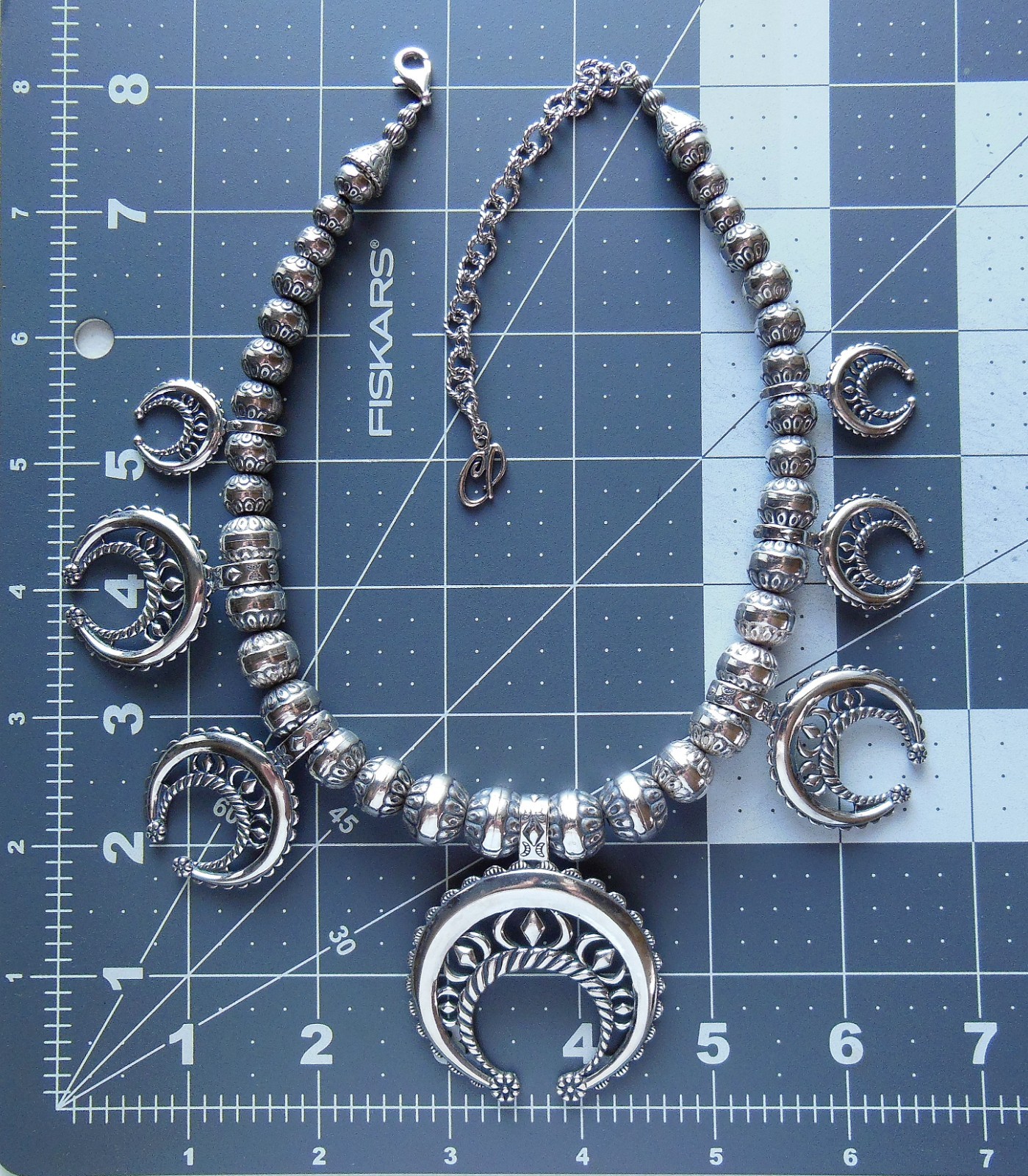 CAROLYN POLLACK Sterling Desert Pearl Naja Squash Blossom Necklace *FACTORY FLAW