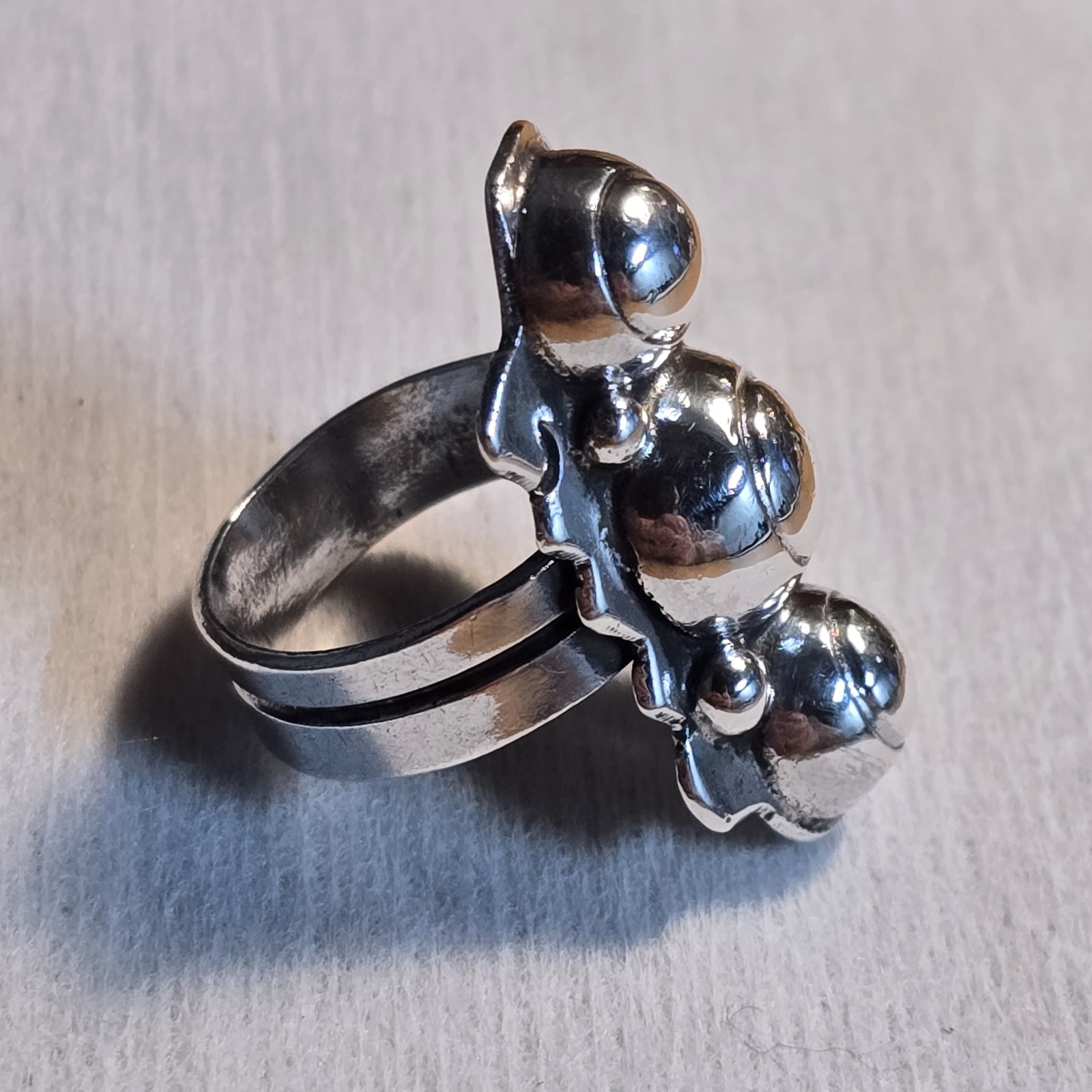 Taxco Mexico .980 Sterling Silver Triple Dome Modernist Ring Sz 5 Ring