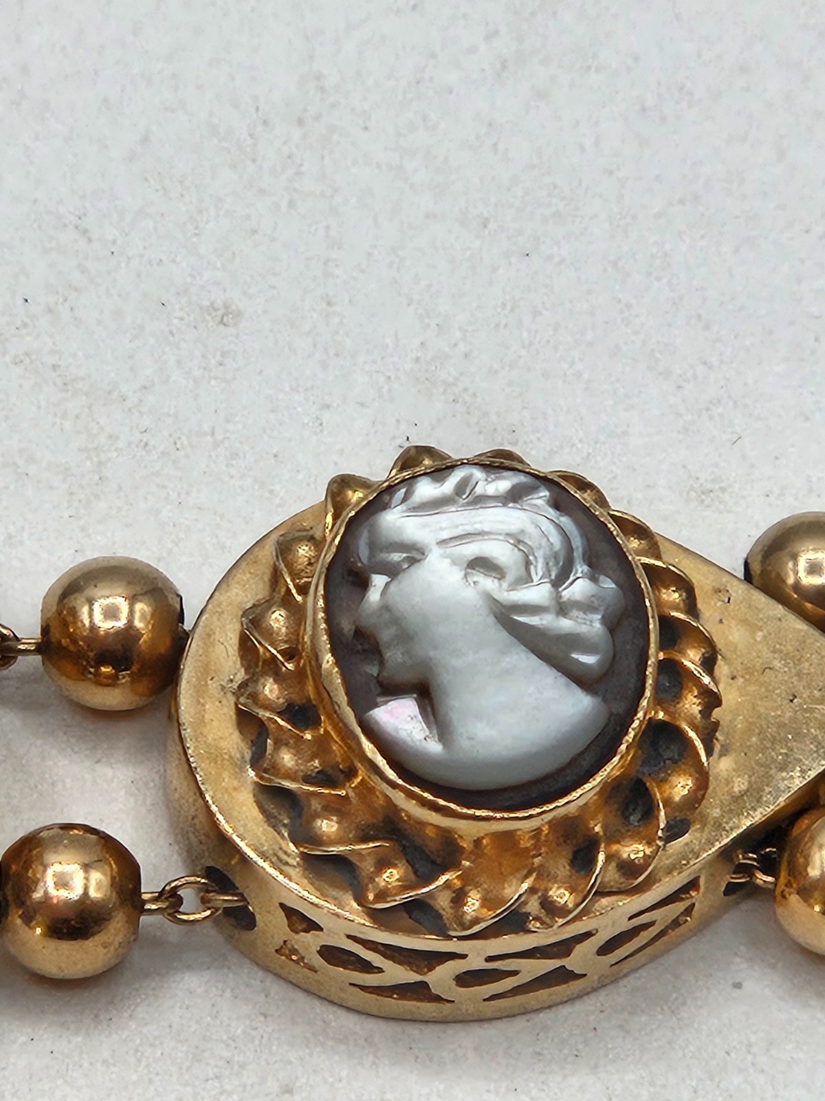 Stunning 14k Yellow Gold Slide Charm Omega Gemstone Bracelet Watch