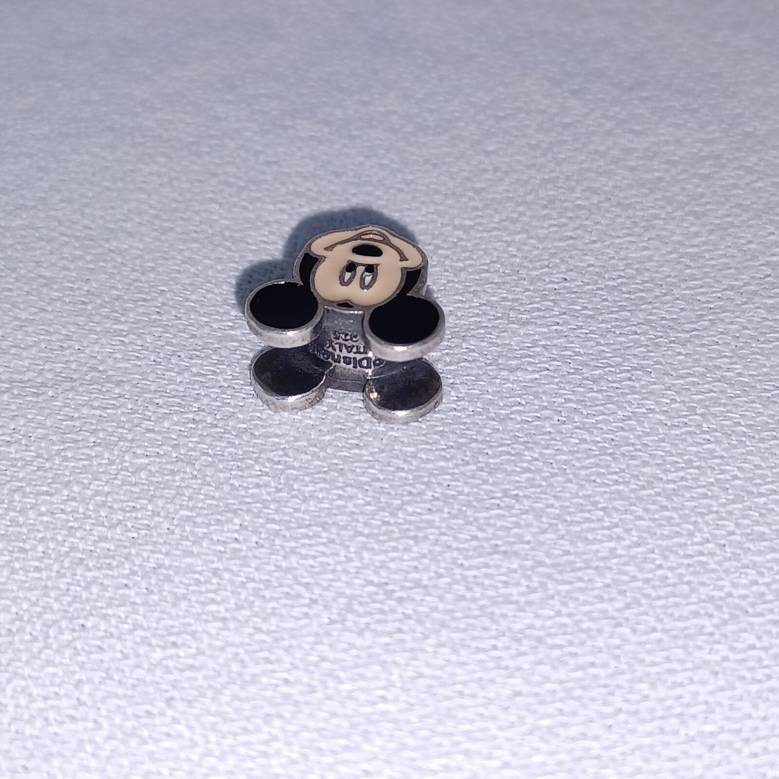 Vintage Sterling Enamel Disney Micky Mouse Pendant Charm Slider Bead Italy