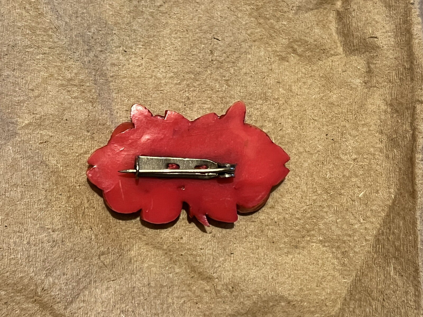 2 Vintage Carved Red Celluloid Plastic Rose Bouquet Floral Brooch Pin Lot